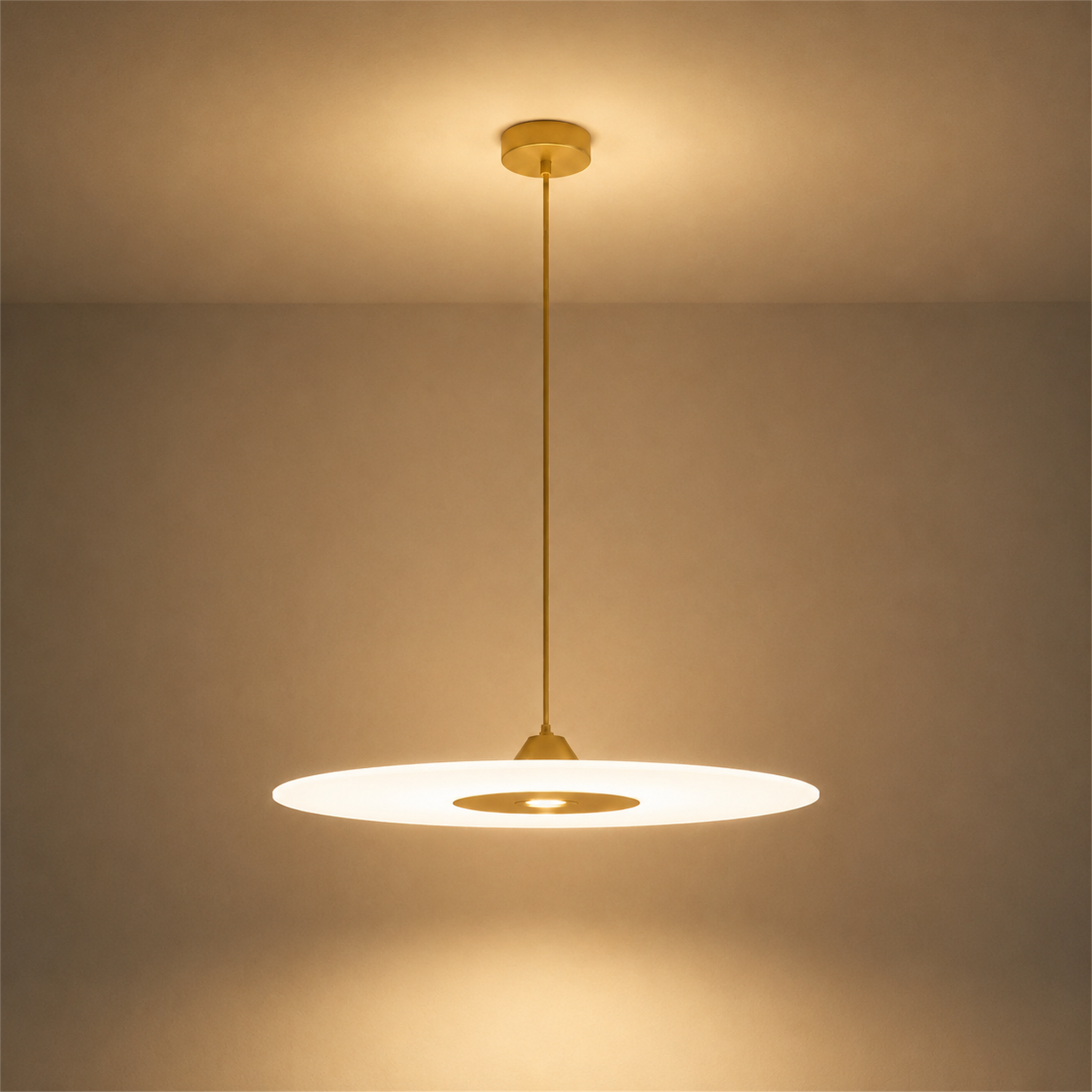 Diskos Frosted Acrylic Disc Pendant Light | Minimalist Round LED Pendant for Dining & Kitchen Island