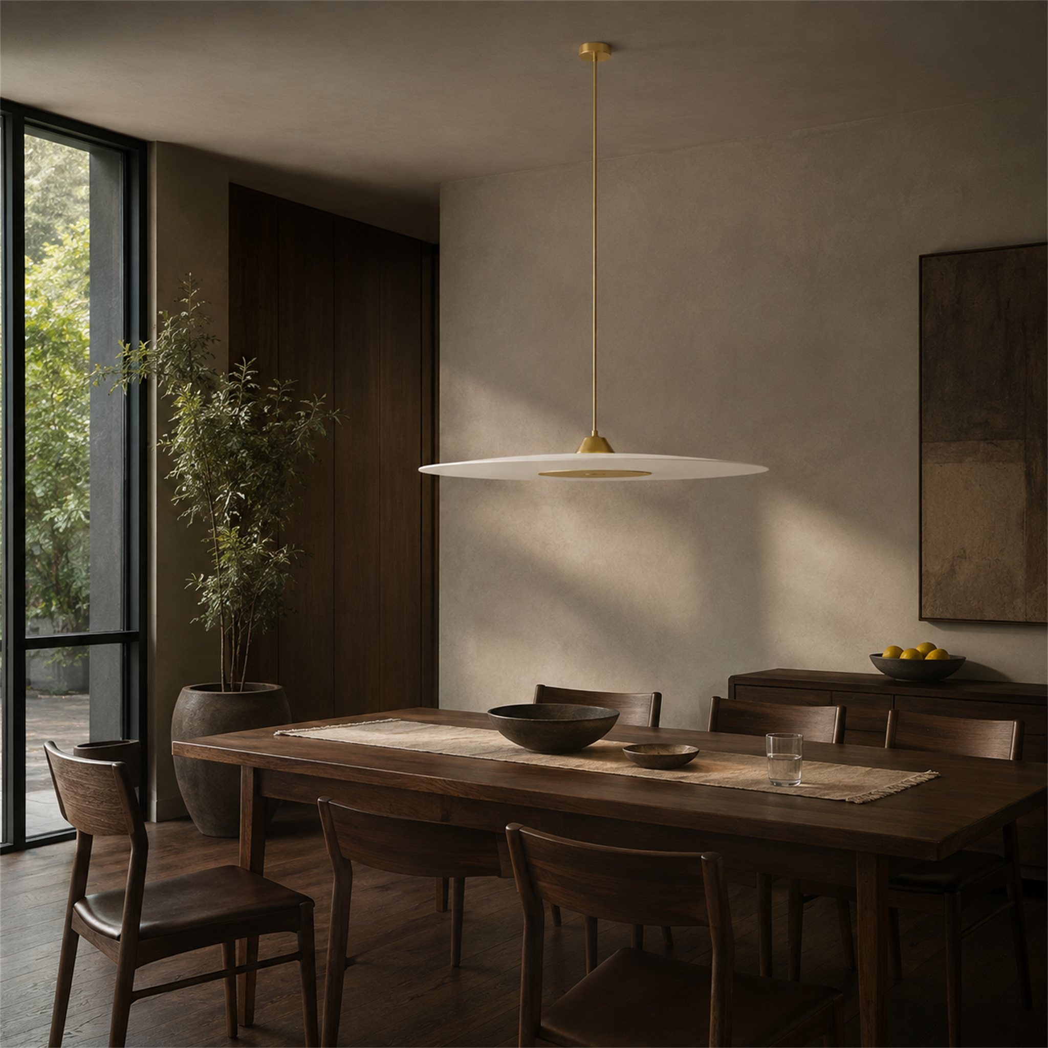 Diskos Frosted Acrylic Disc Pendant Light | Minimalist Round LED Pendant for Dining & Kitchen Island