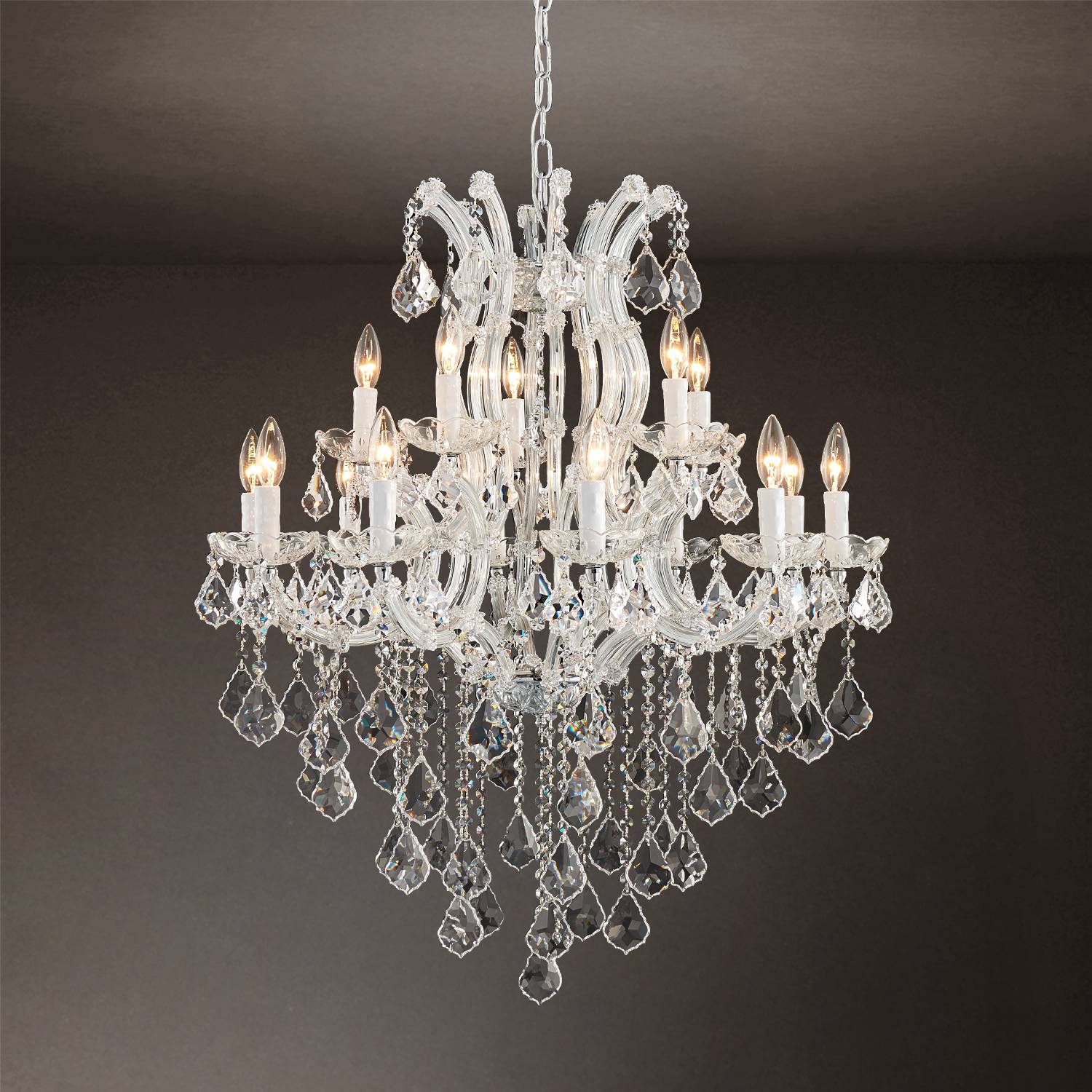 Maria Theresa crystal chandelier hanging with silver chain