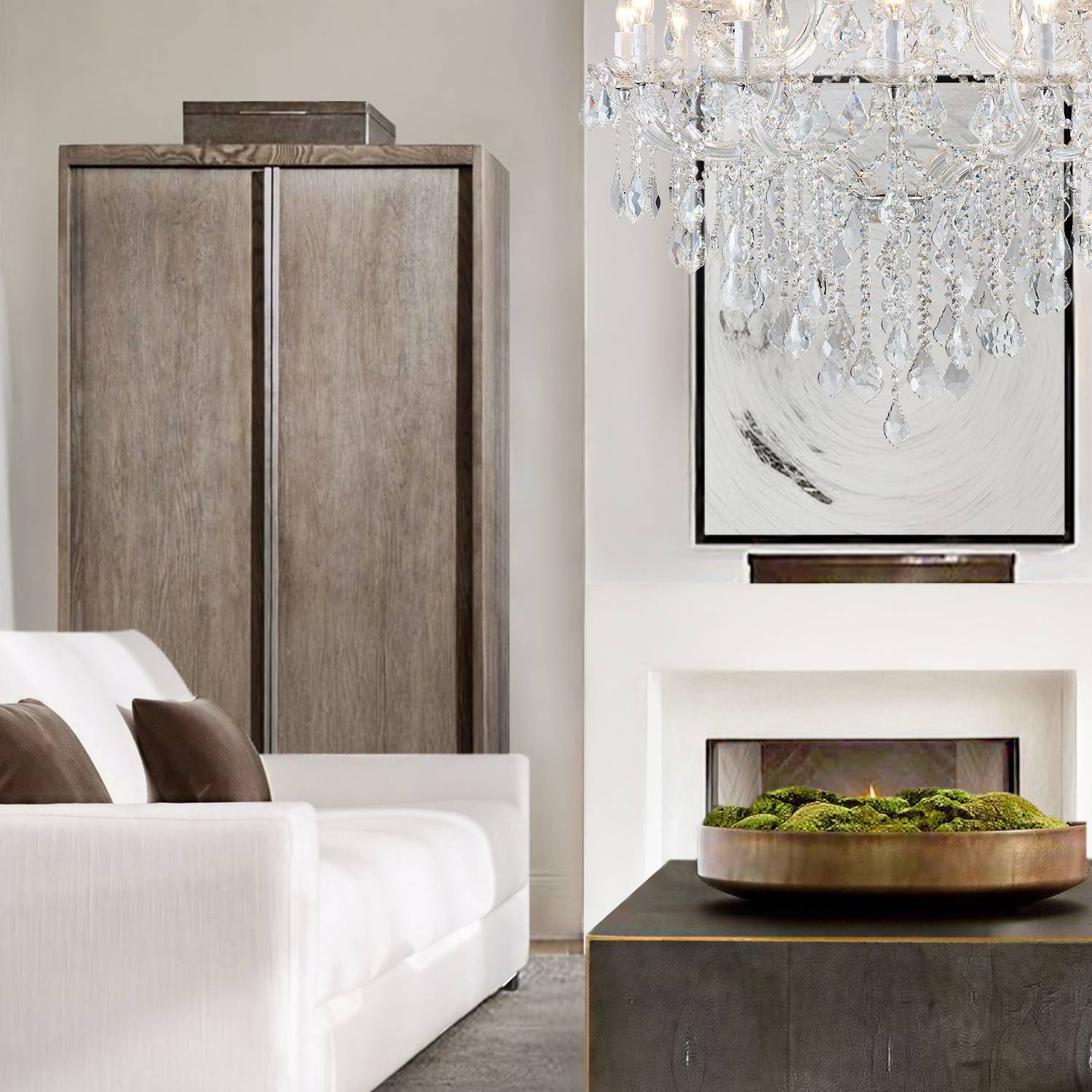 Maria Theresa crystal chandelier in elegant living room interior