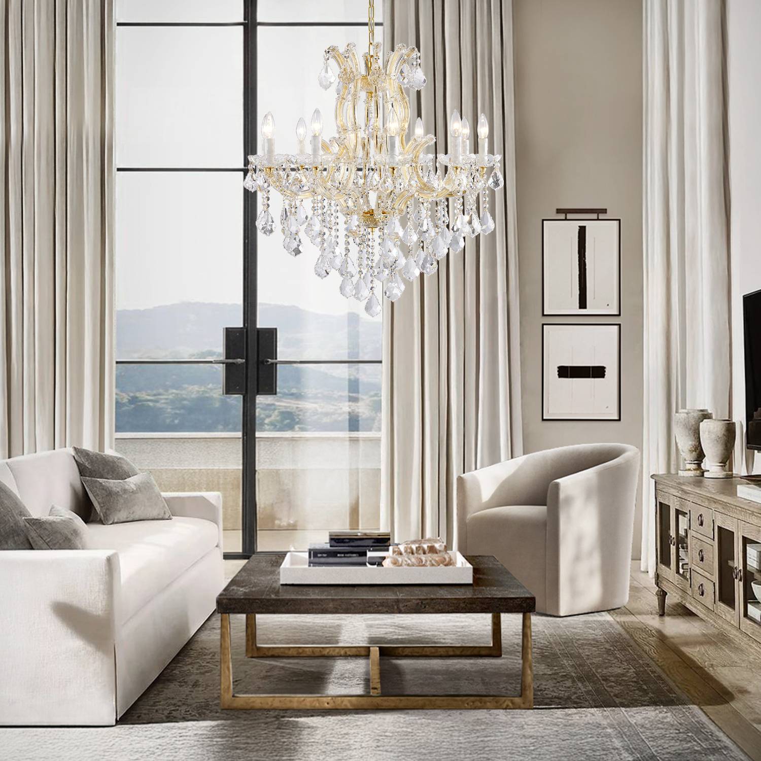 Maria Theresa crystal chandelier in modern living room