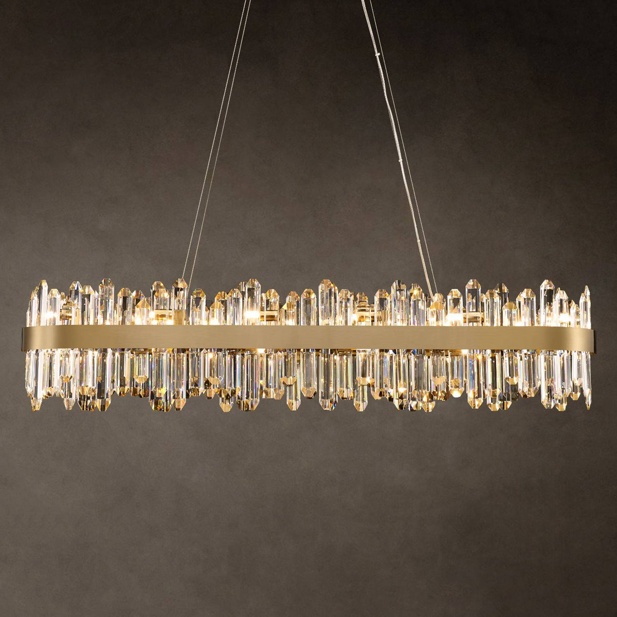 Oval Crystal Chandelier 45.3" — 24-Light Gold K9 Chandelier for Long Tables