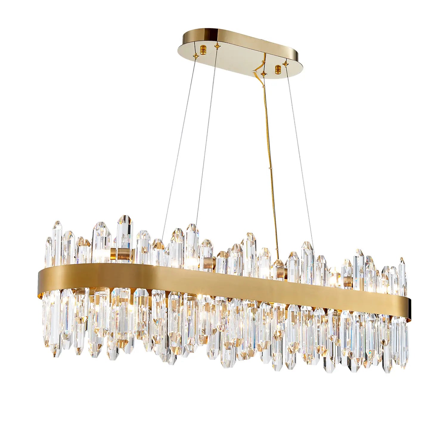 Modern 20-Light Oval K9 Crystal Chandelier | 35.4 Inch Length, G9 Pendant Ceiling Light Fixture - Luxury Lighting for Dining Room