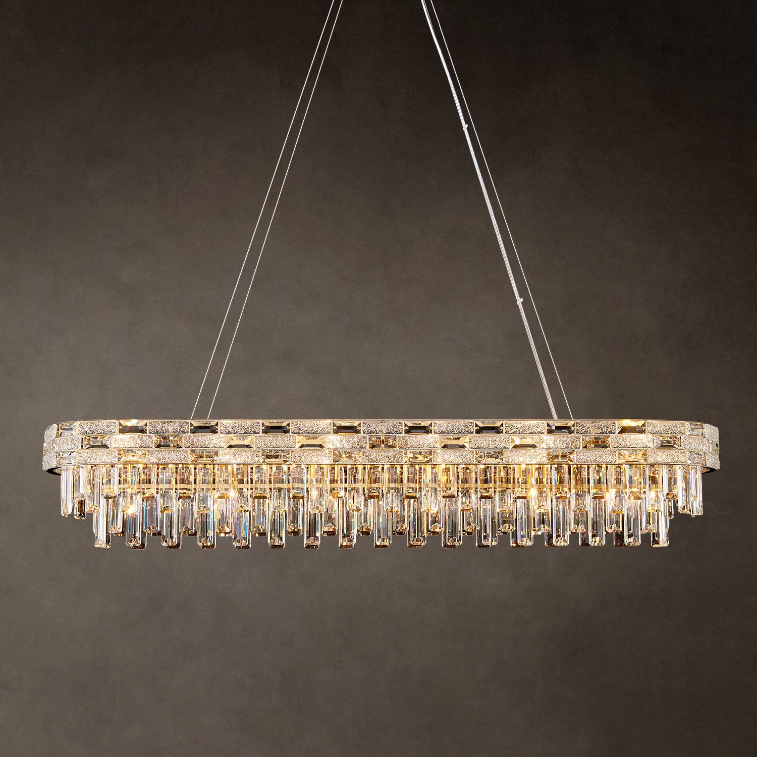 Oval Pendant Ceiling Chandelier 49.2" Length Fixture for Kitchen Island, Dining Room, Bar, Living Room and Hotel Lobby