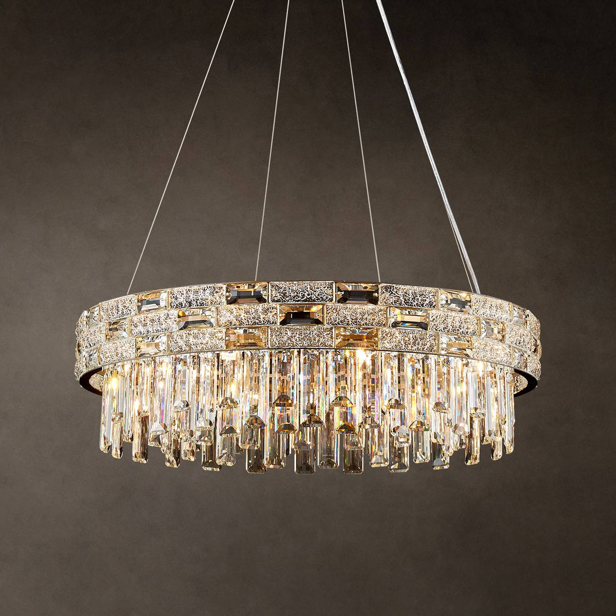 Exquisite Round 22.8" Crystal Chandelier - Suitable for Dining Room, Bedroom, Restaurant, Hotel & Villa Lobby