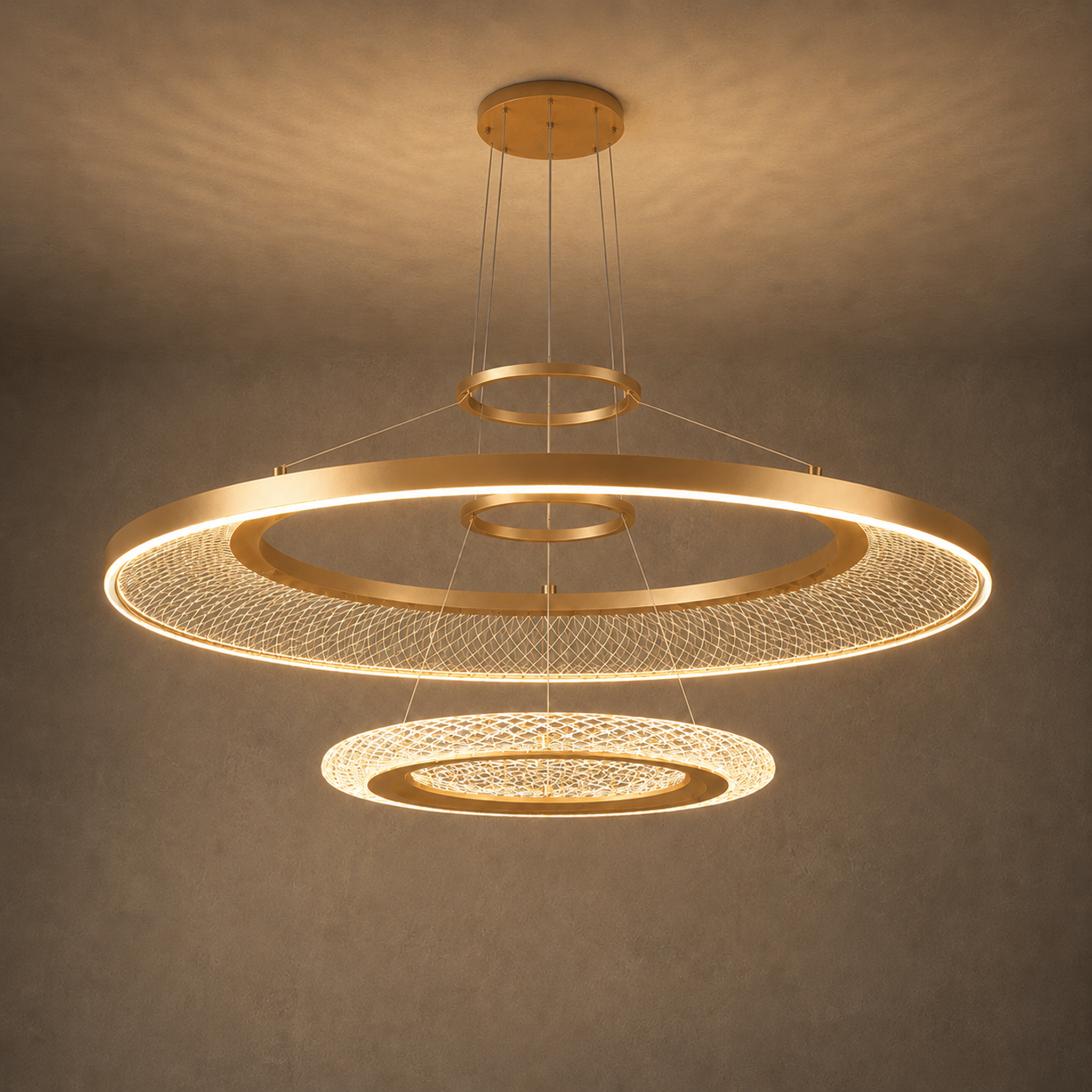 Eleanora Gold Ring Chandelier | Modern Multi-Tier Round LED Chandelier for Dining, Living & Staircase