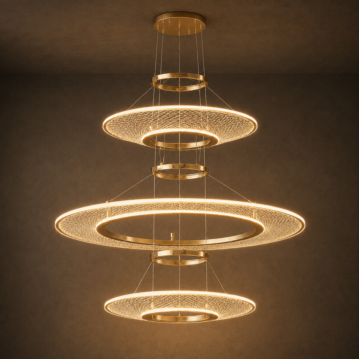 Eleanora Gold Ring Chandelier | Modern Multi-Tier Round LED Chandelier for Dining, Living & Staircase