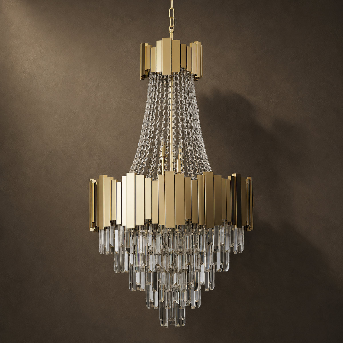 Gold Crystal Chandelier Diameter 23.6"  for Foyer, Staircase, Entryway
