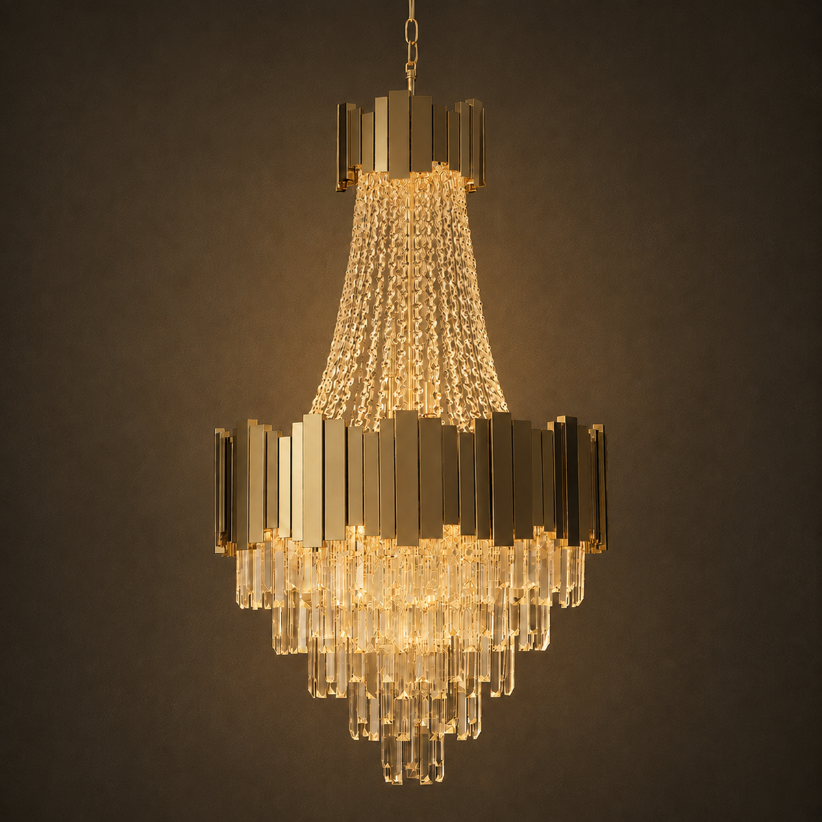 Gold Crystal Chandelier Diameter 23.6"  for Foyer, Staircase, Entryway