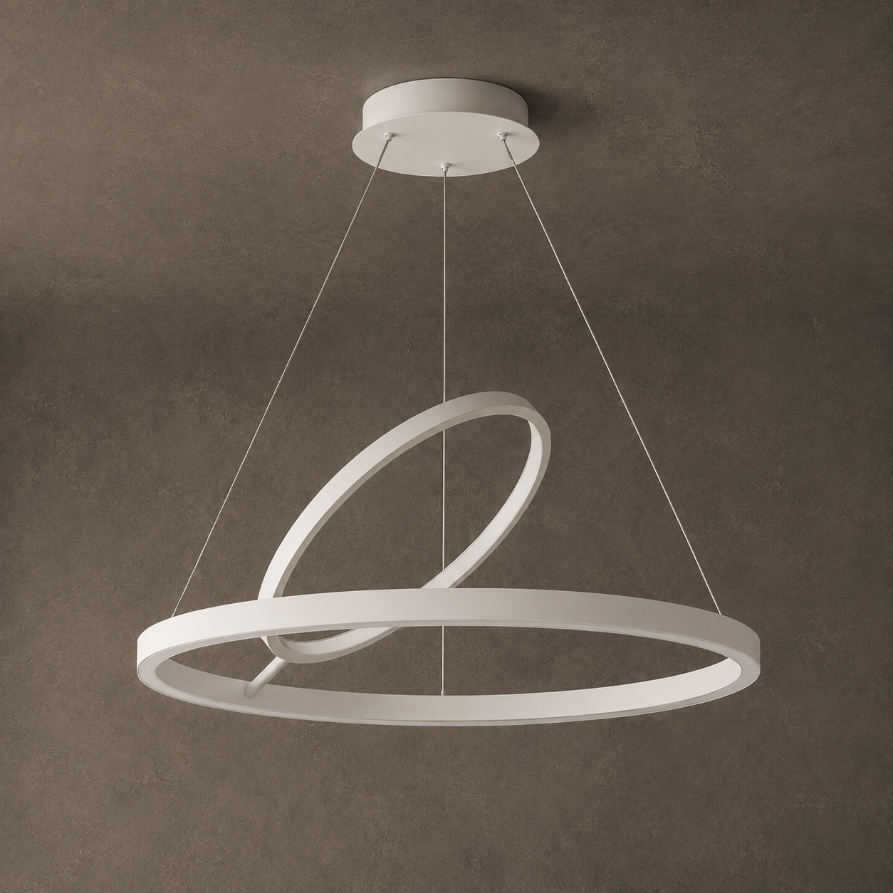 Hring LED Ring Chandelier | Minimalist Round Ceiling Light in Black or White for Living & Dining Rooms