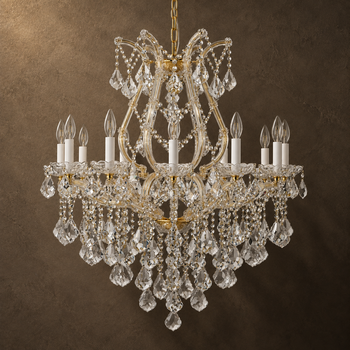 Maria Theresa Imperial, 12-Light Gold K9 Crystal, 28.4" Dia