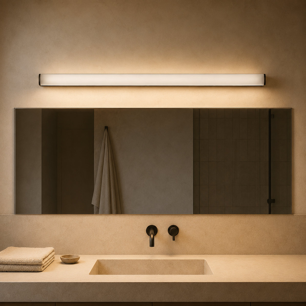Knoris LED Vanity Light — Linear Bathroom Mirror Light, 15.7" to 27.5", 3 Color Temperatures, Black / White / Silver