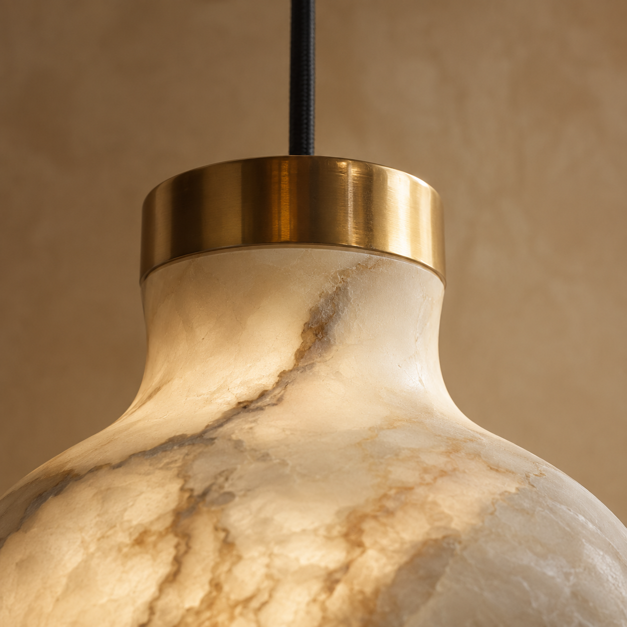 Kova Alabaster Pendant Light | Natural Stone Dome Pendant for Kitchen Island & Dining