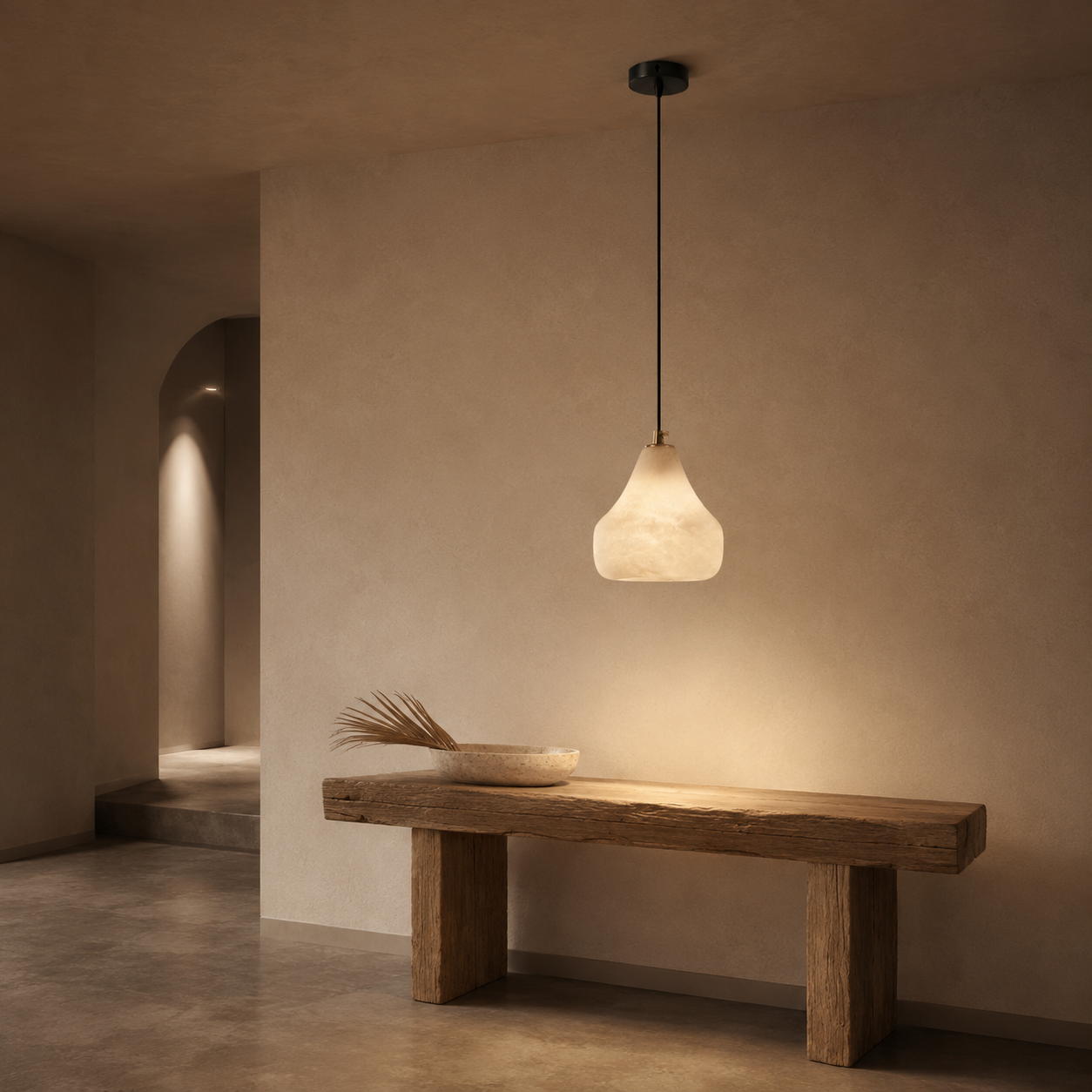Kova Alabaster Pendant Light | Natural Stone Dome Pendant for Kitchen Island & Dining