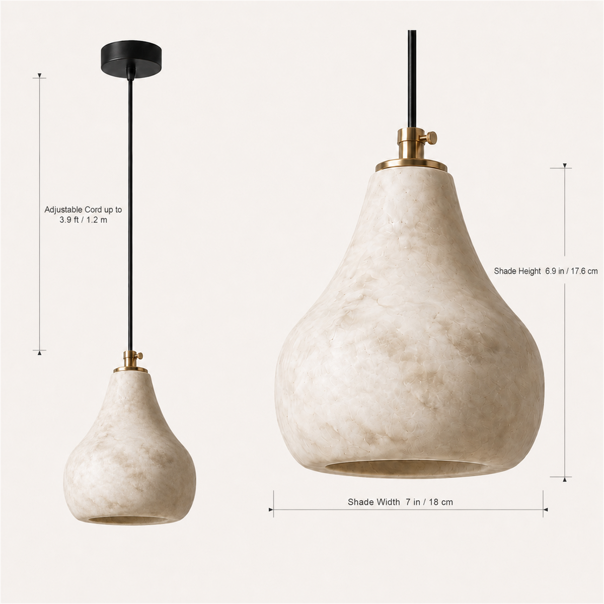 Kova Alabaster Pendant Light | Natural Stone Dome Pendant for Kitchen Island & Dining