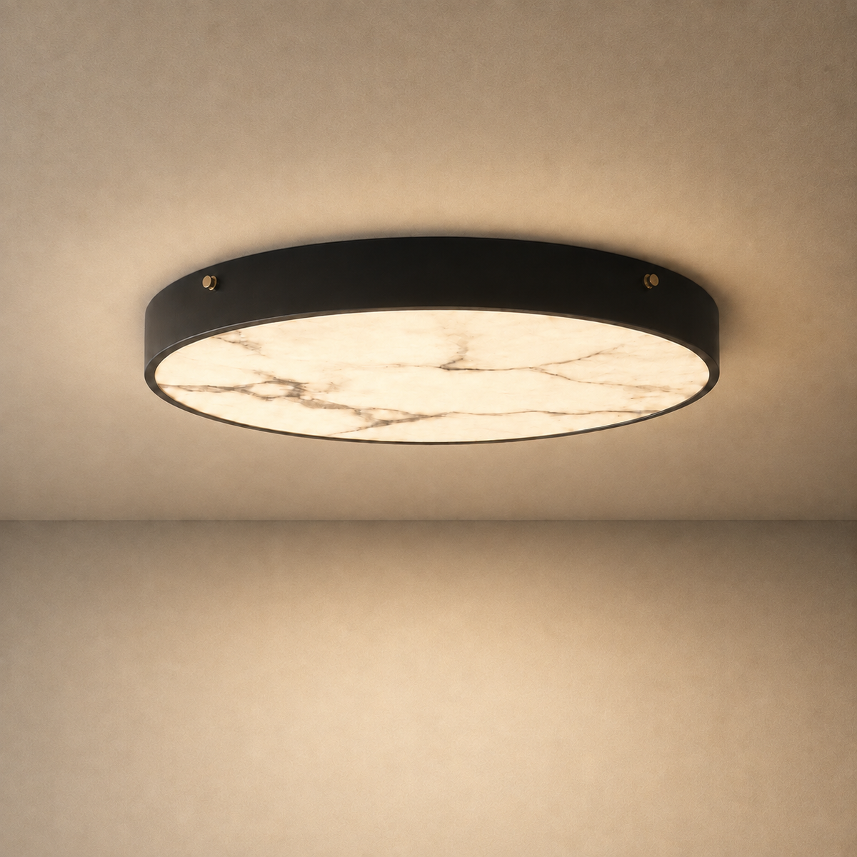 Nuvia Marble Flush Mount Ceiling Light | Round Slim LED Ceiling Light for Bedroom, Hallway & Living Room