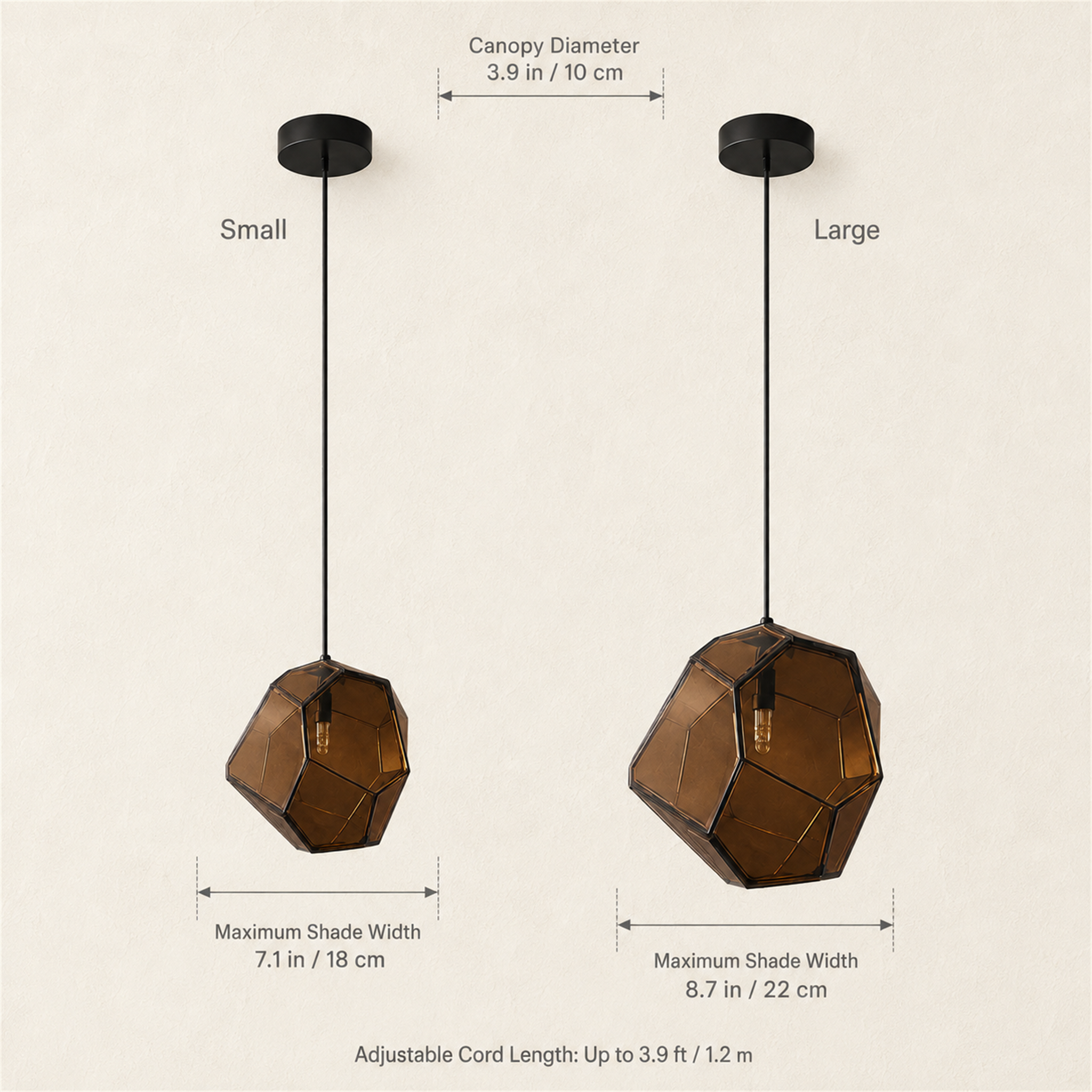 Piedra Geometric Glass Pendant Light | Colored Mottled Glass Hanging Light for Kitchen & Dining
