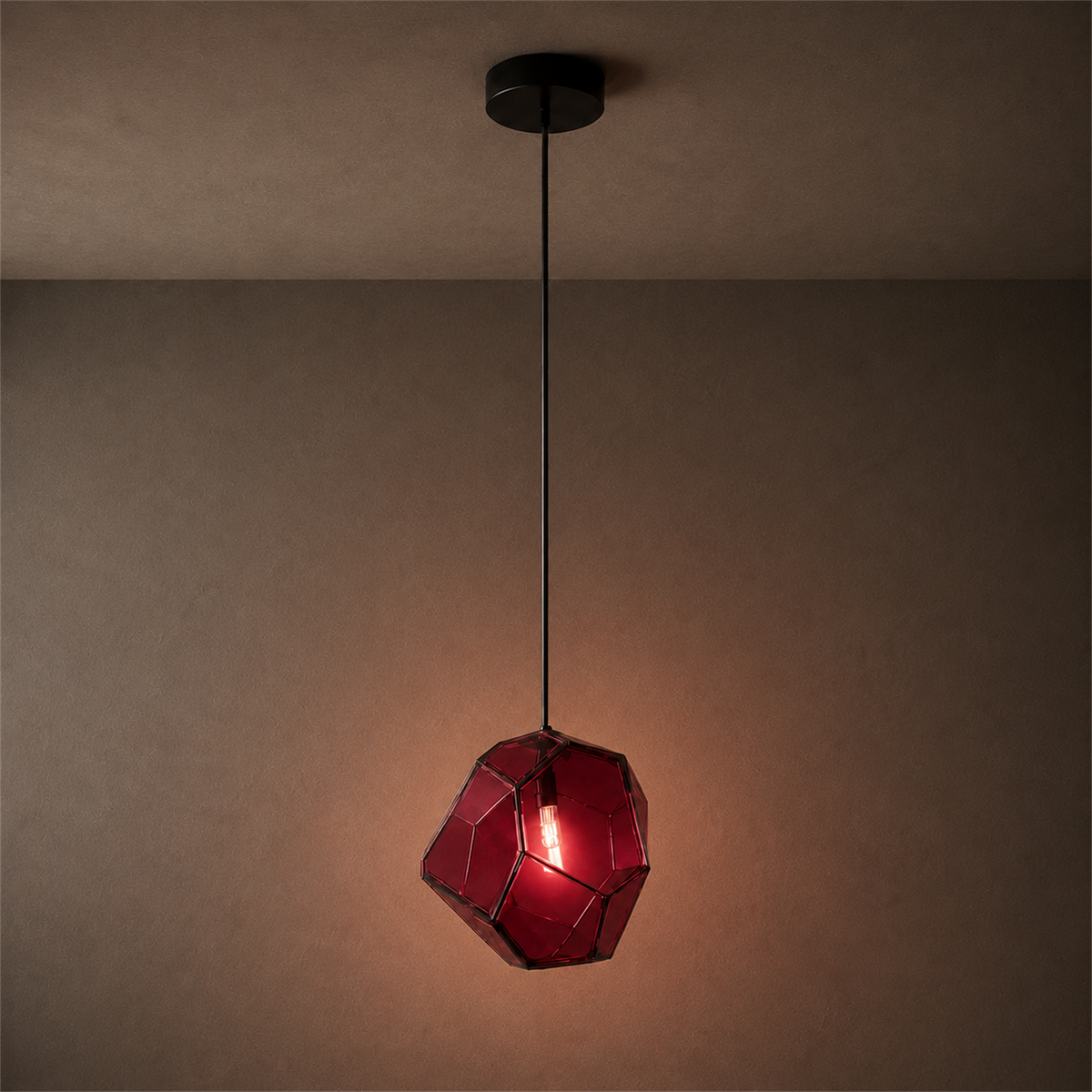 Piedra Geometric Glass Pendant Light | Colored Mottled Glass Hanging Light for Kitchen & Dining
