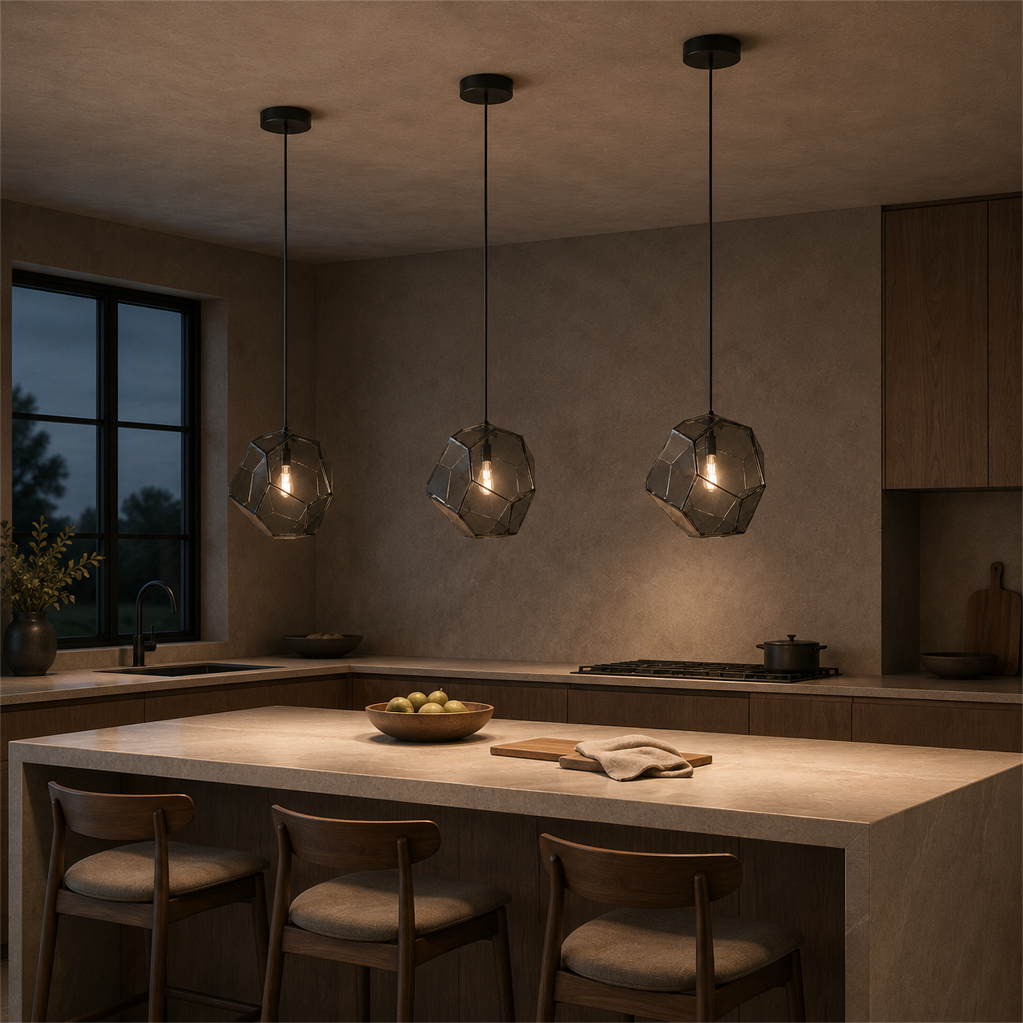Piedra Geometric Glass Pendant Light | Colored Mottled Glass Hanging Light for Kitchen & Dining