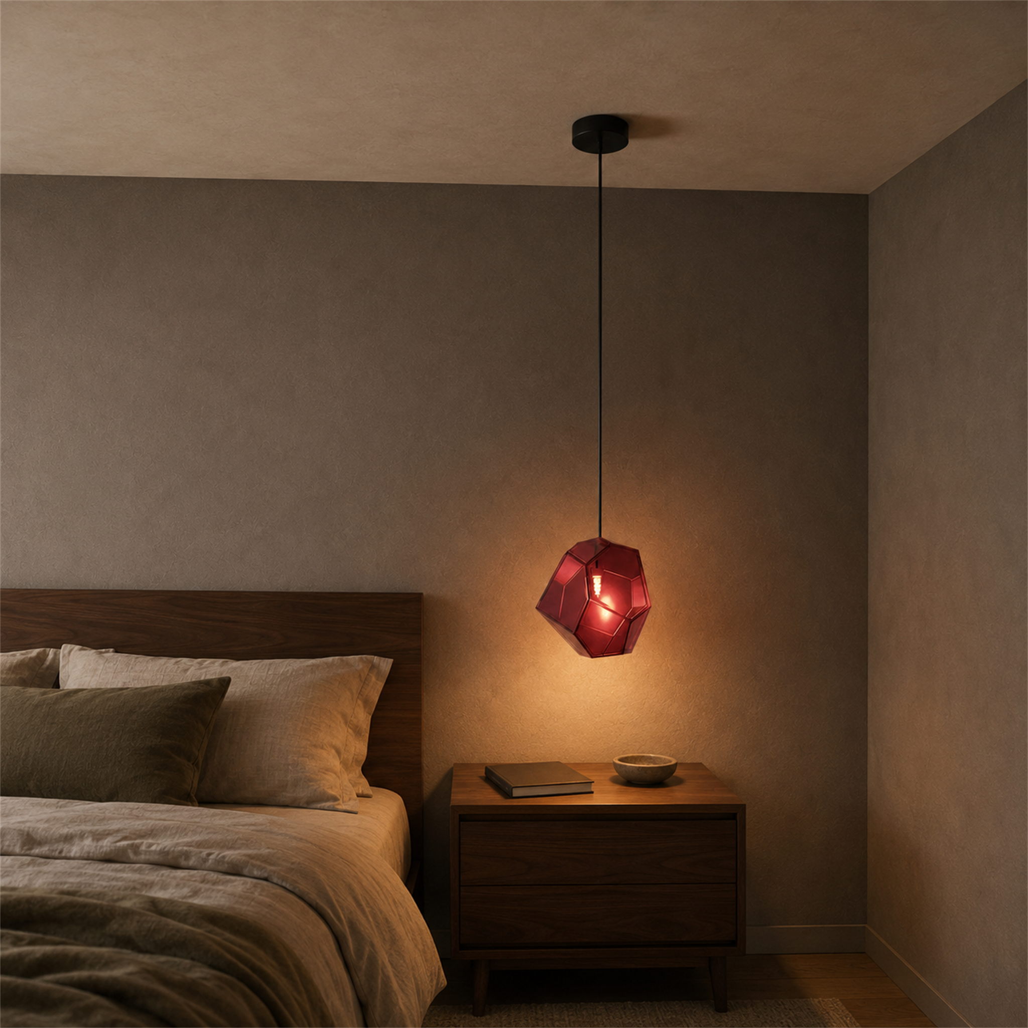Piedra Geometric Glass Pendant Light | Colored Mottled Glass Hanging Light for Kitchen & Dining