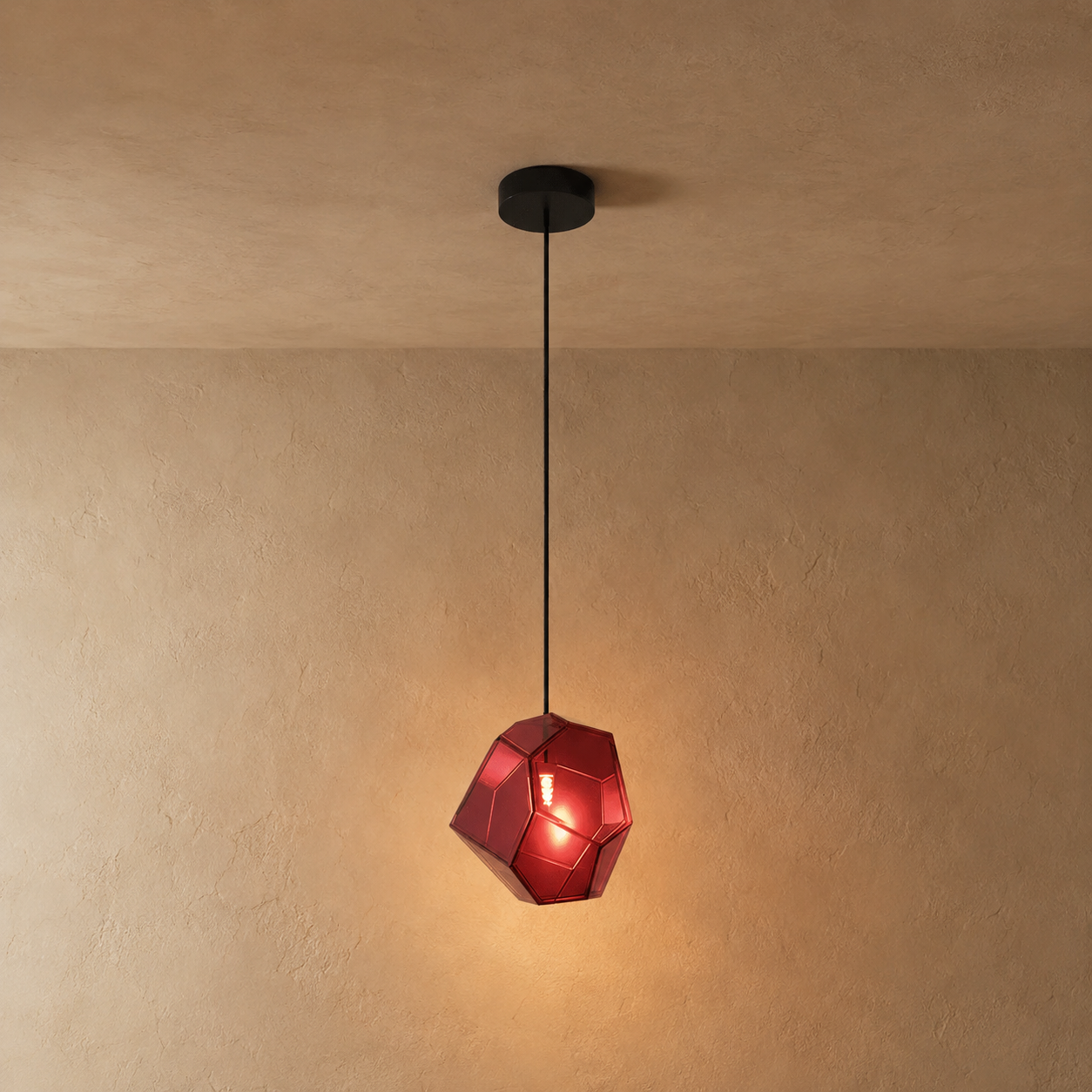 Piedra Geometric Glass Pendant Light | Colored Mottled Glass Hanging Light for Kitchen & Dining
