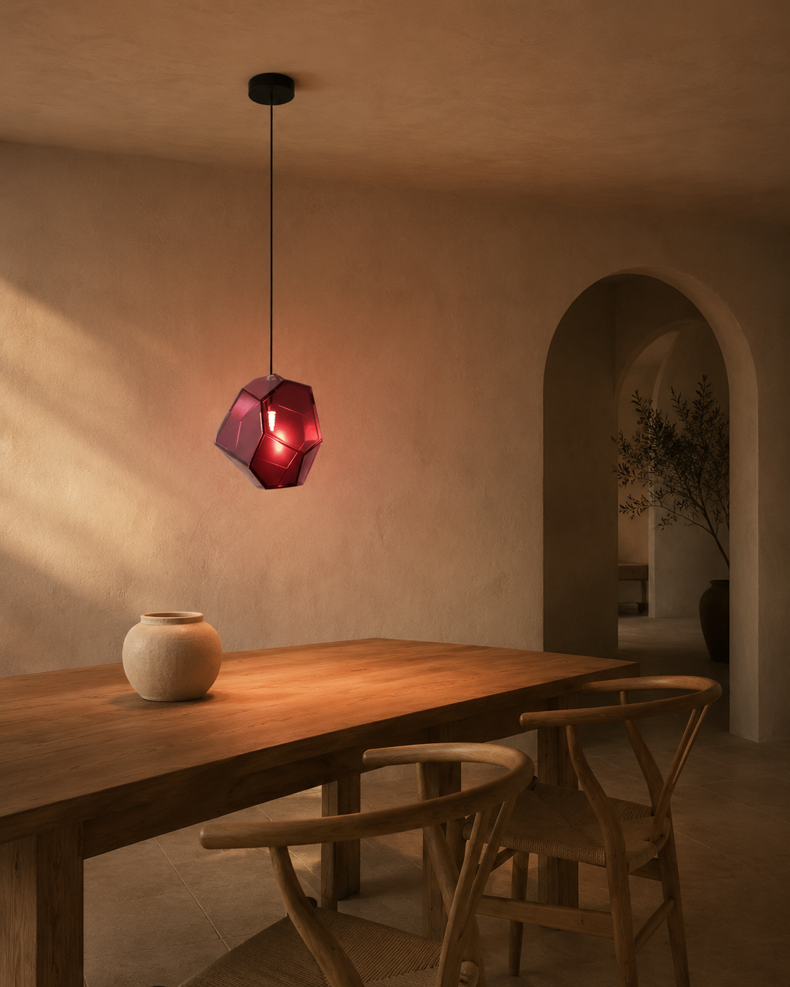 Piedra Geometric Glass Pendant Light | Colored Mottled Glass Hanging Light for Kitchen & Dining