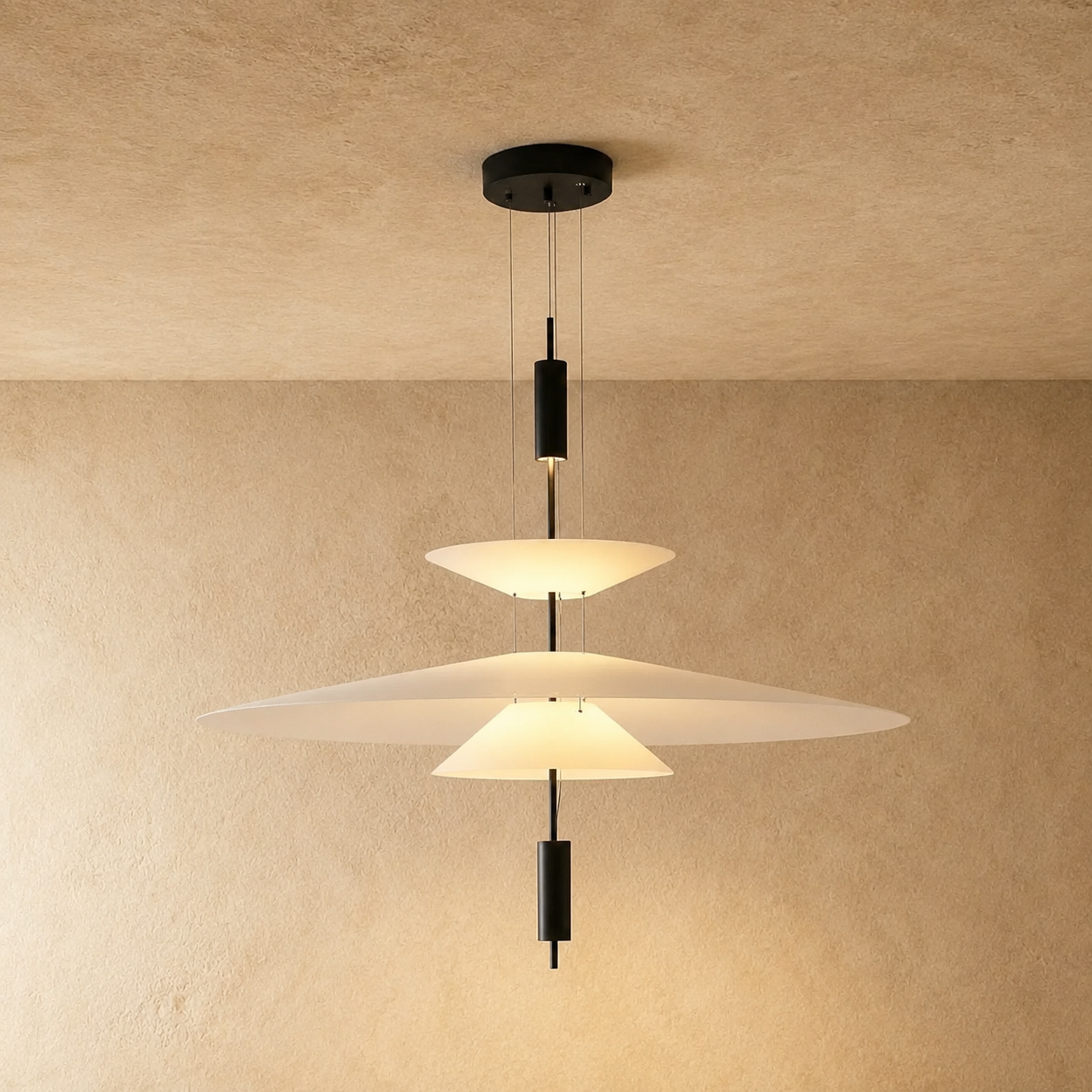Reiko Tiered Frosted Acrylic Pendant Light | Modern Layered Ceiling Light for Dining & Living Rooms