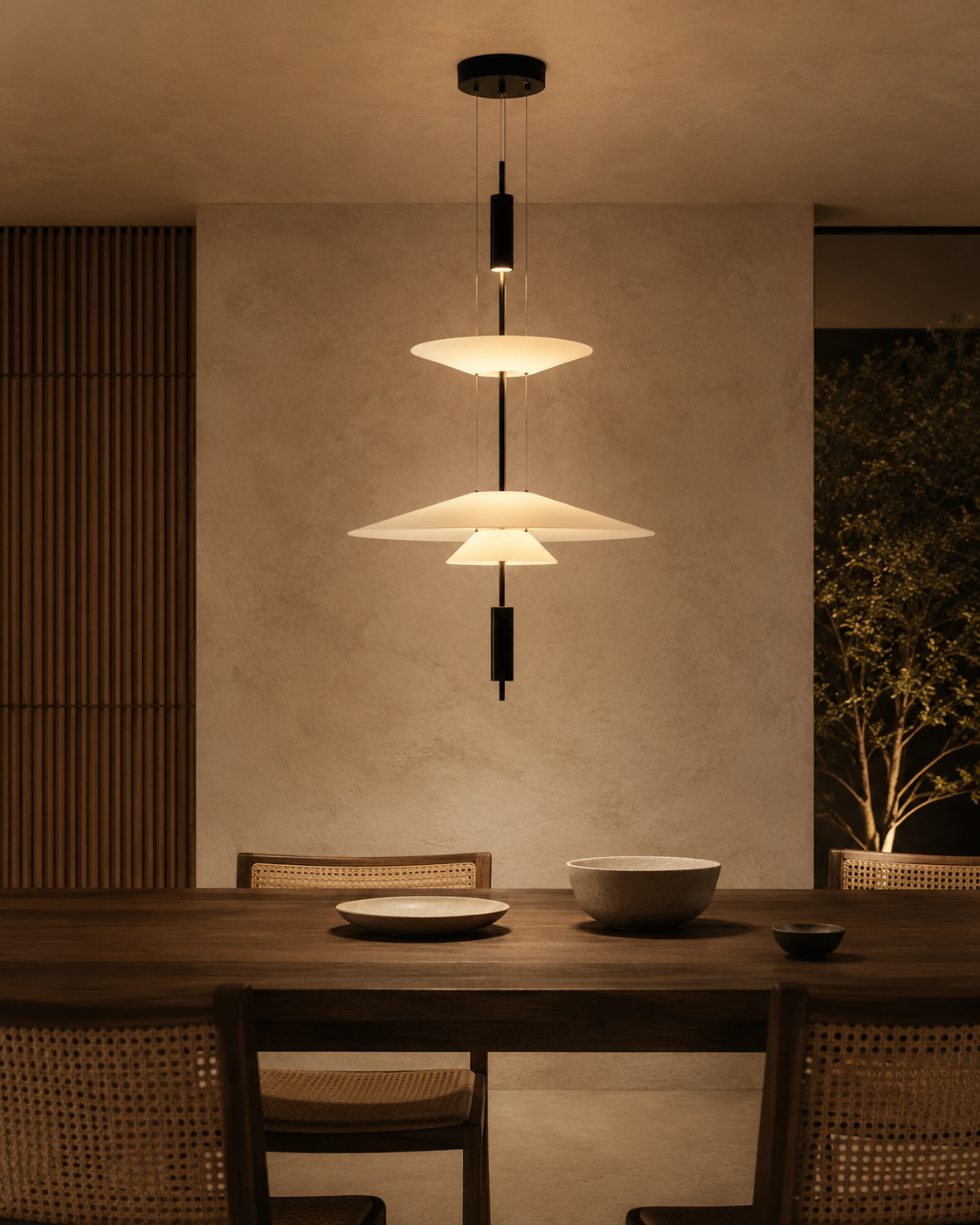 Reiko Tiered Frosted Acrylic Pendant Light | Modern Layered Ceiling Light for Dining & Living Rooms
