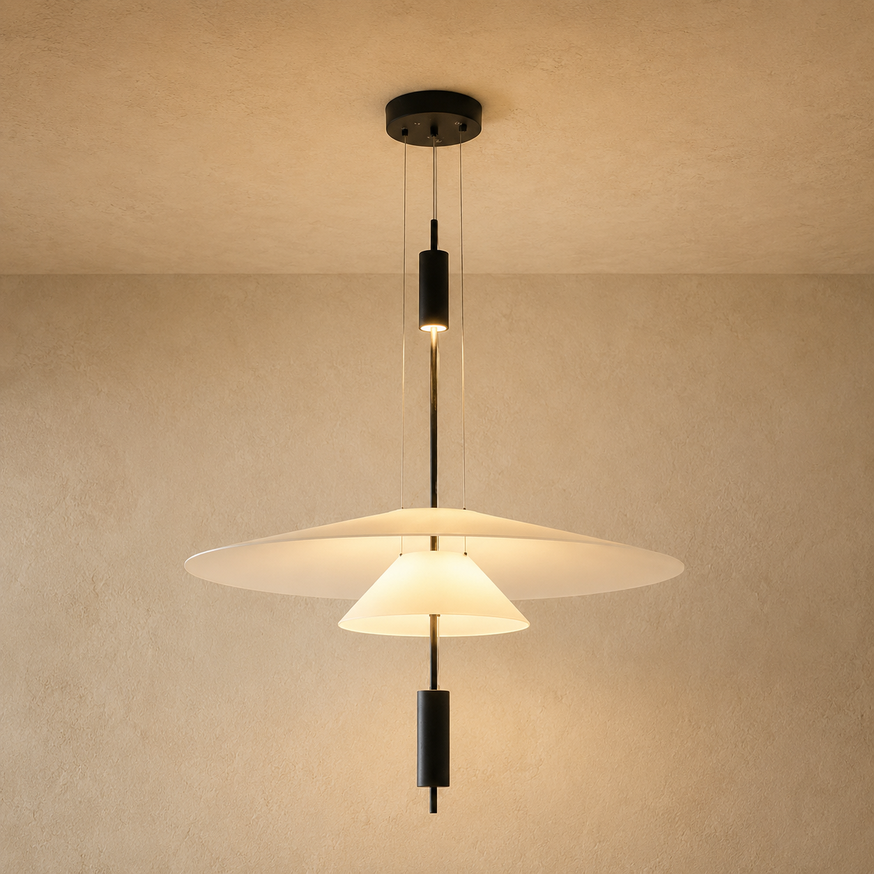 Reiko Tiered Frosted Acrylic Pendant Light | Modern Layered Ceiling Light for Dining & Living Rooms