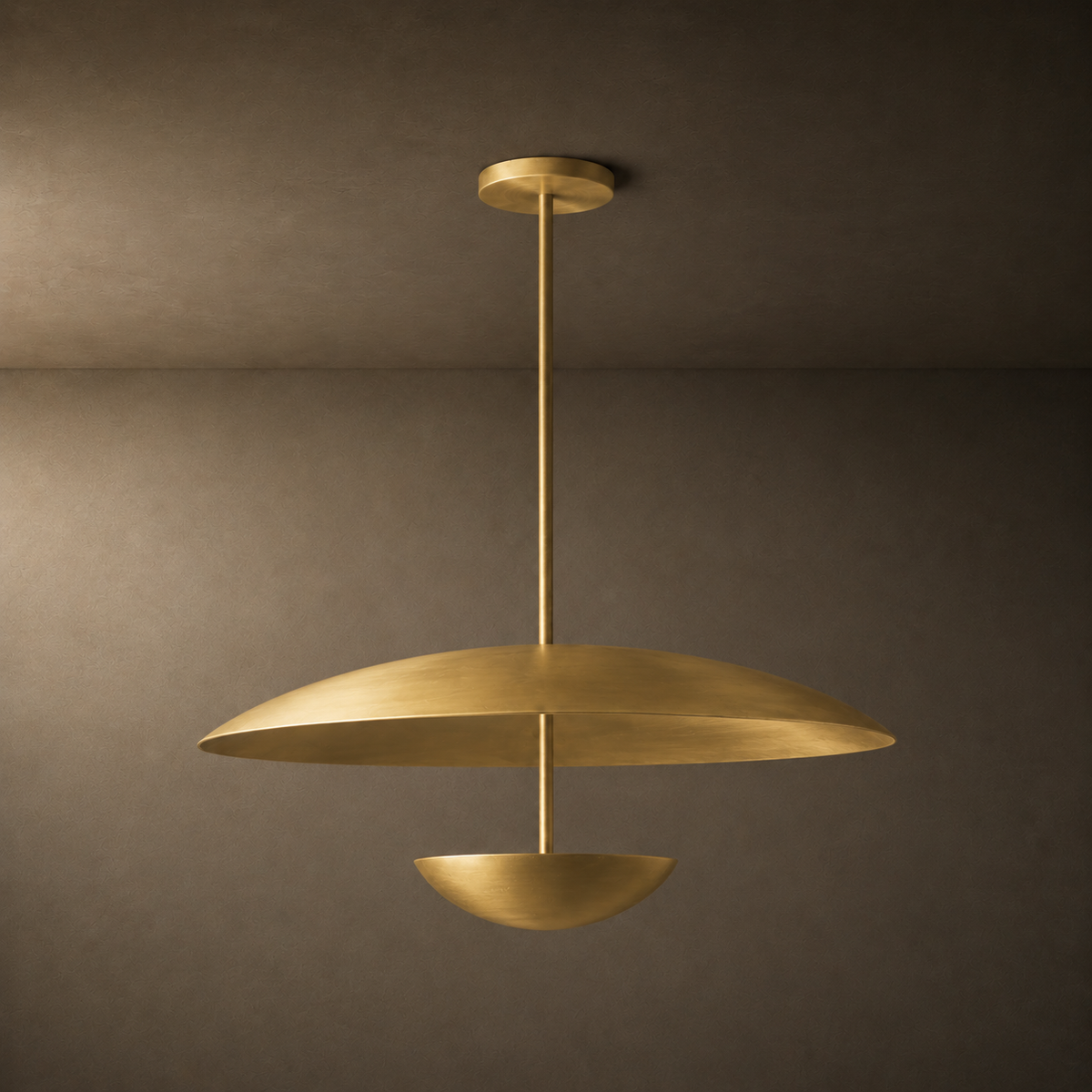 Voryn Wide Brass Pendant Light | Mid-Century Layered Dome Pendant for Dining Table & Kitchen Island