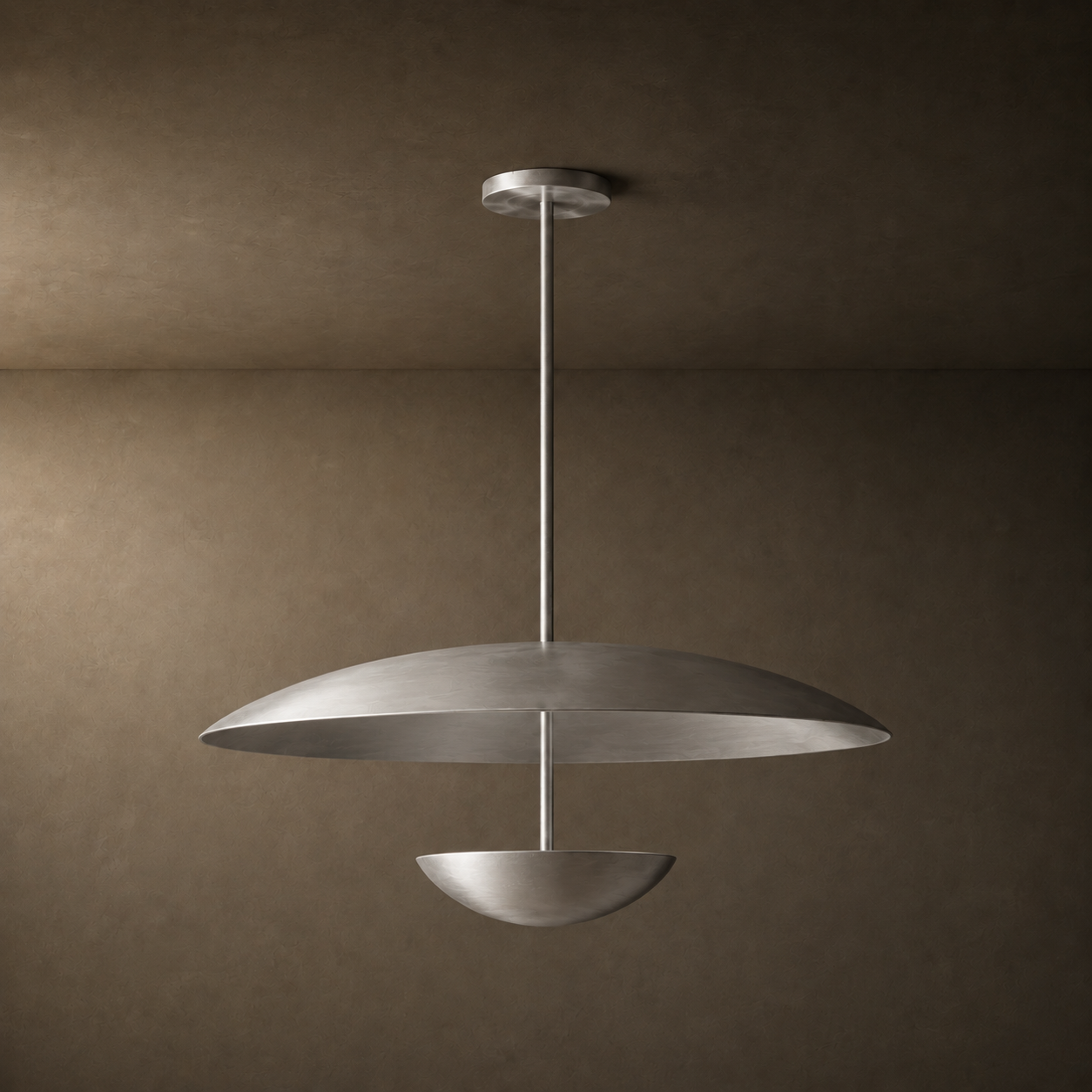 Voryn Wide Brass Pendant Light | Mid-Century Layered Dome Pendant for Dining Table & Kitchen Island