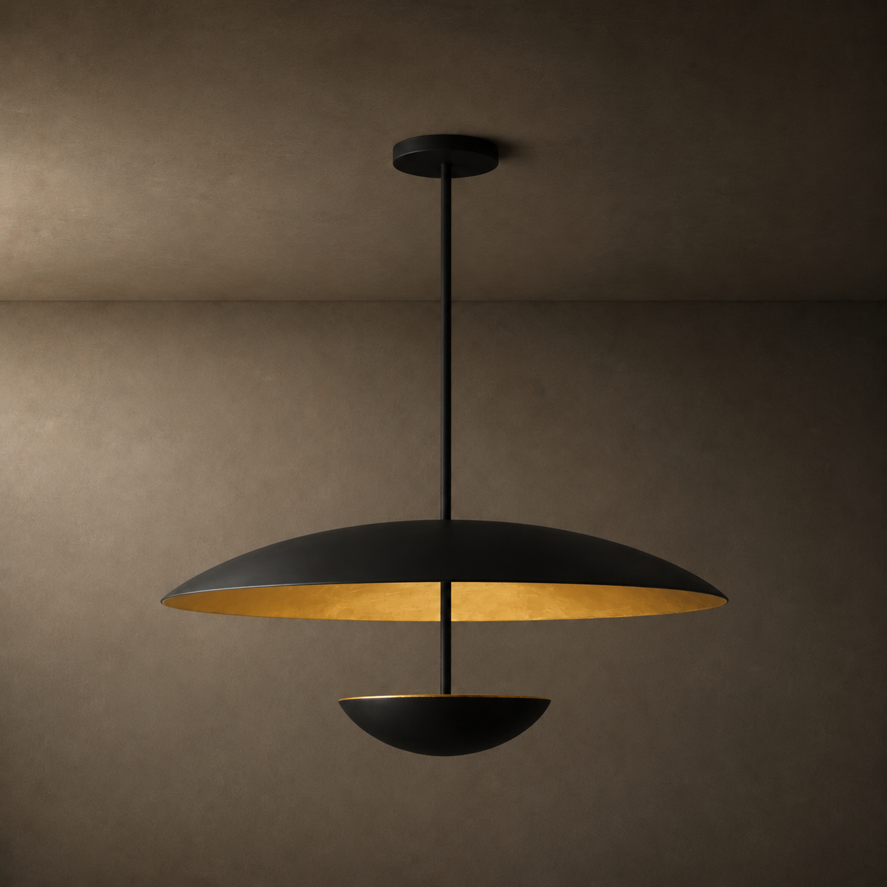 Voryn Wide Brass Pendant Light | Mid-Century Layered Dome Pendant for Dining Table & Kitchen Island