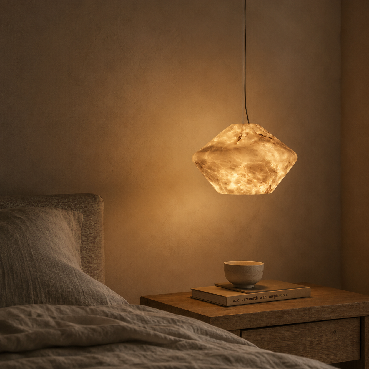 Yafeh Alabaster Pendant Light | Elongated Natural Stone Pendant for Bedroom & Dining