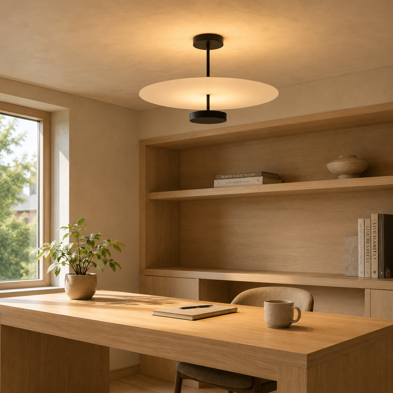 Zyntra Modern Semi-Flush Mount Ceiling Light — Round Acrylic Drum Shade, 17.7" or 21.6", Integrated LED, Living Room & Bedroom
