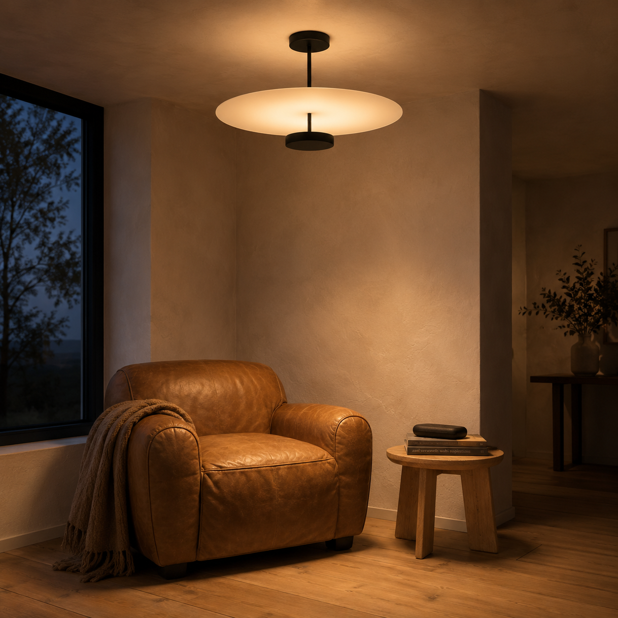 Zyntra Modern Semi-Flush Mount Ceiling Light — Round Acrylic Drum Shade, 17.7" or 21.6", Integrated LED, Living Room & Bedroom