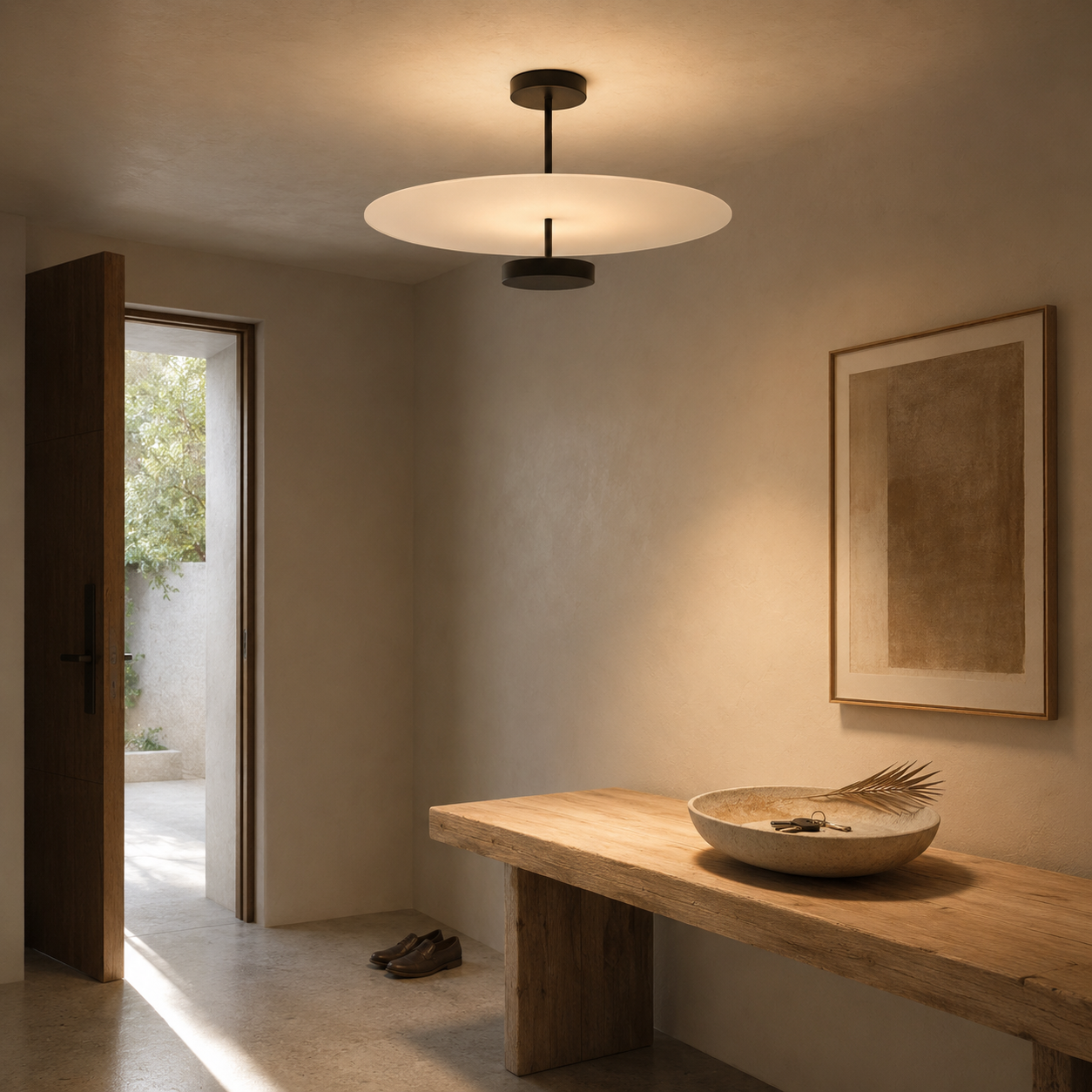 Zyntra Modern Semi-Flush Mount Ceiling Light — Round Acrylic Drum Shade, 17.7" or 21.6", Integrated LED, Living Room & Bedroom