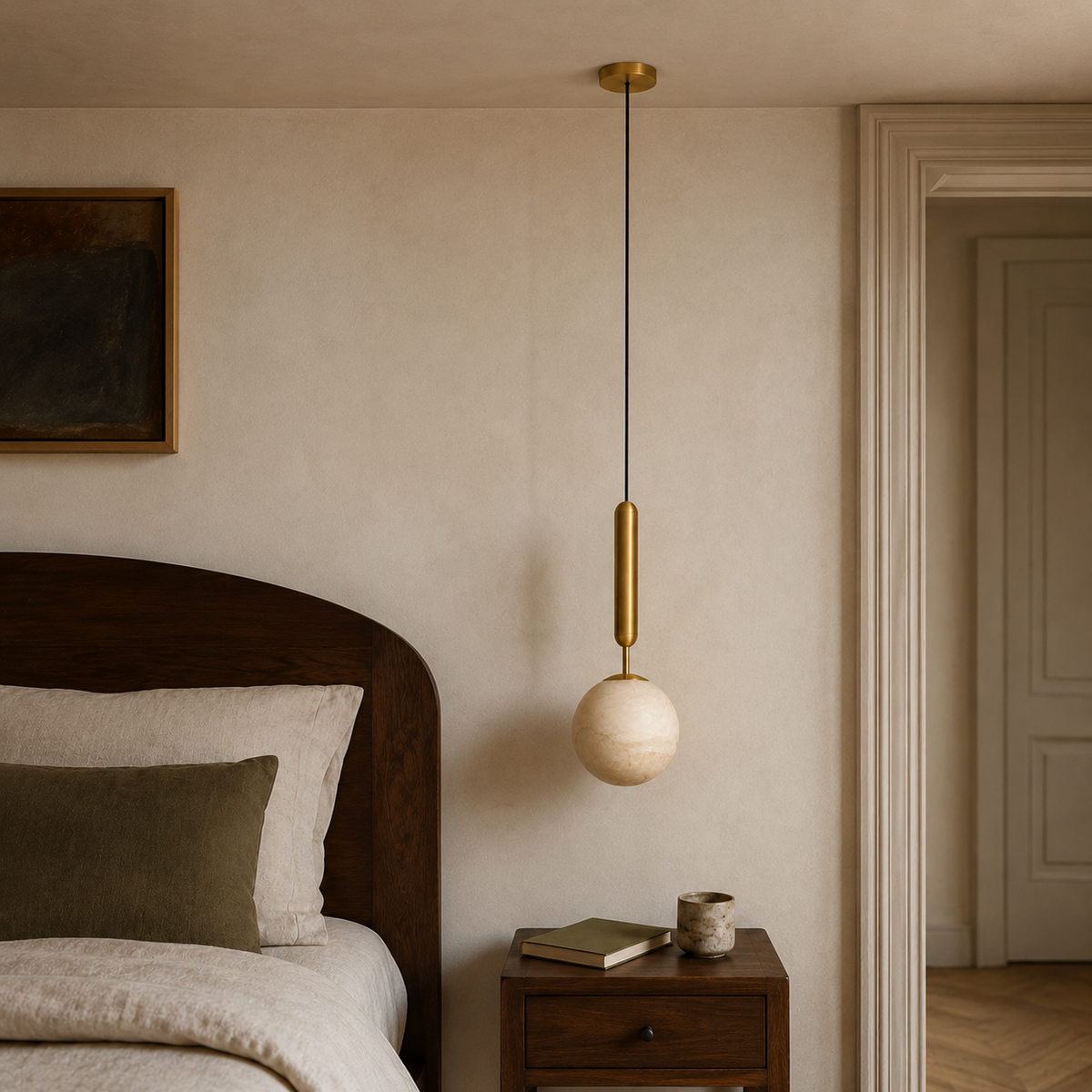 Bosso Alabaster Mini Pendant Light — Spanish Alabaster & Brass, 4.7" or 5.9"