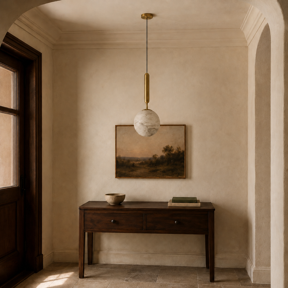 Bosso Alabaster Mini Pendant Light — Spanish Alabaster & Brass, 4.7" or 5.9"