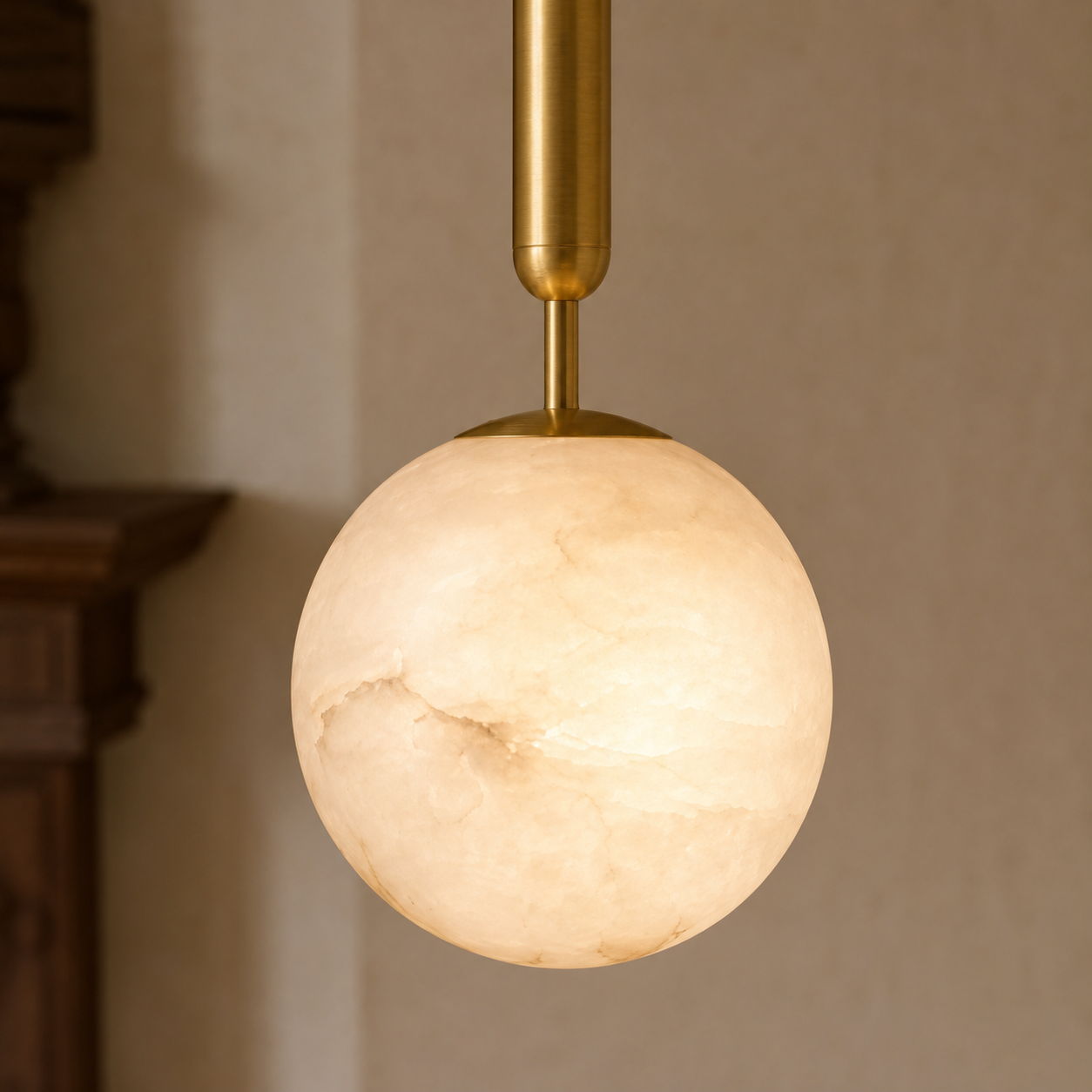 Bosso Alabaster Mini Pendant Light — Spanish Alabaster & Brass, 4.7" or 5.9"