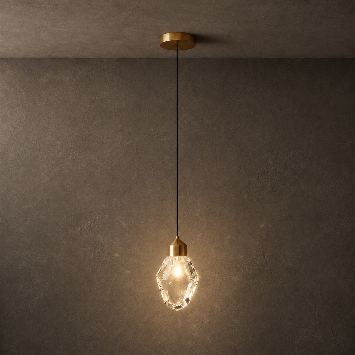Cristal Mini Crystal Pendant Light | Gold Faceted Hanging Light for Kitchen Island & Dining