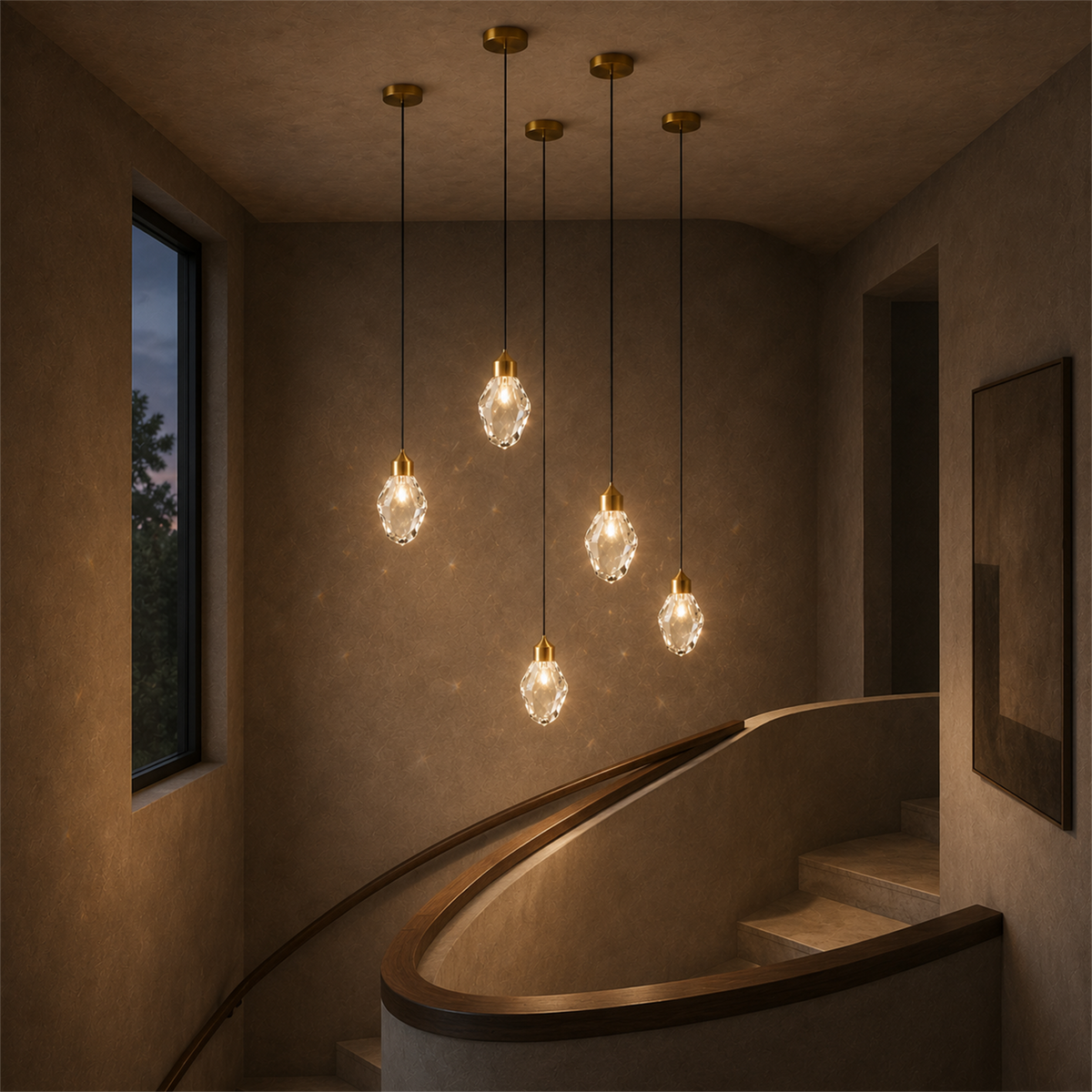 Cristal Mini Crystal Pendant Light | Gold Faceted Hanging Light for Kitchen Island & Dining