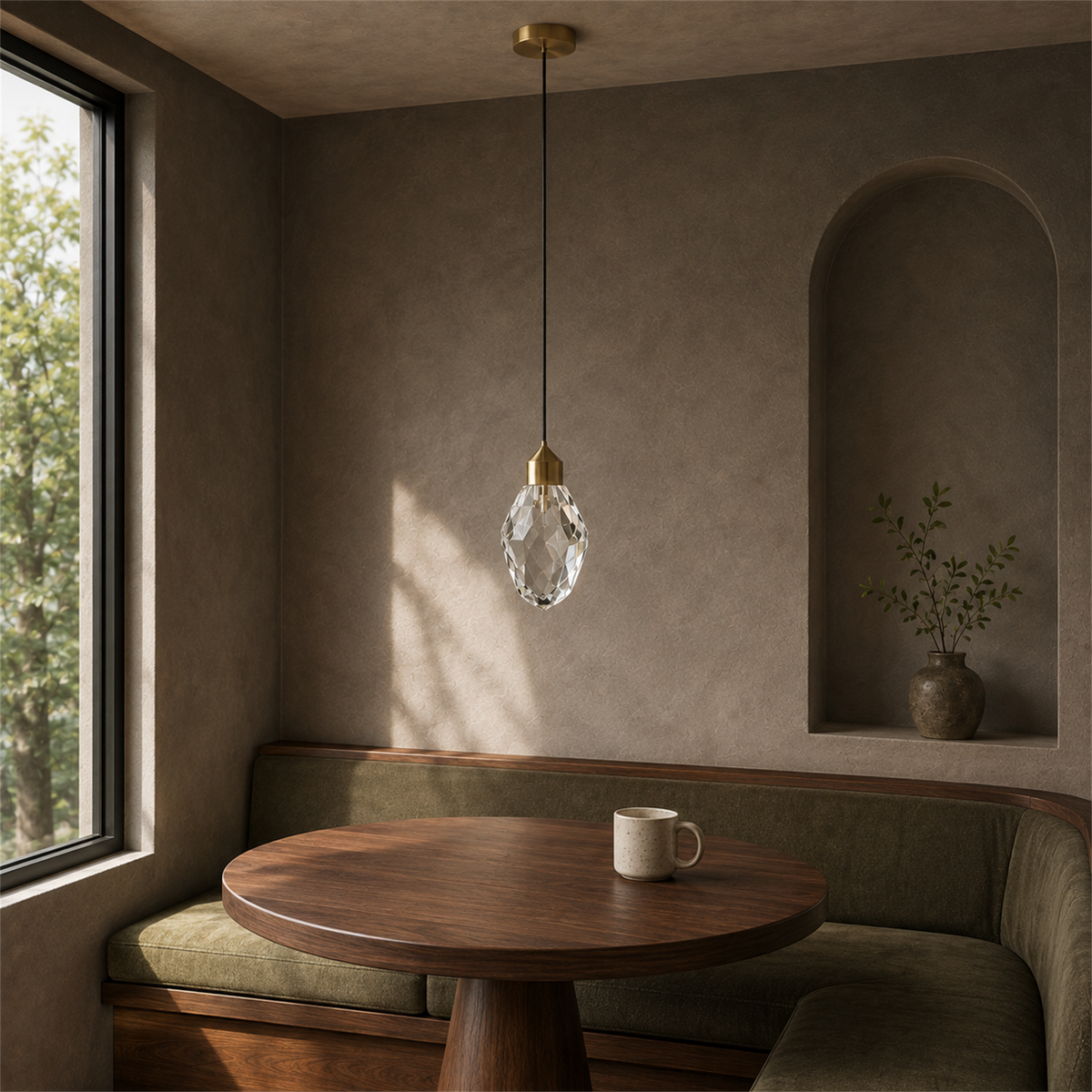 Cristal Mini Crystal Pendant Light | Gold Faceted Hanging Light for Kitchen Island & Dining