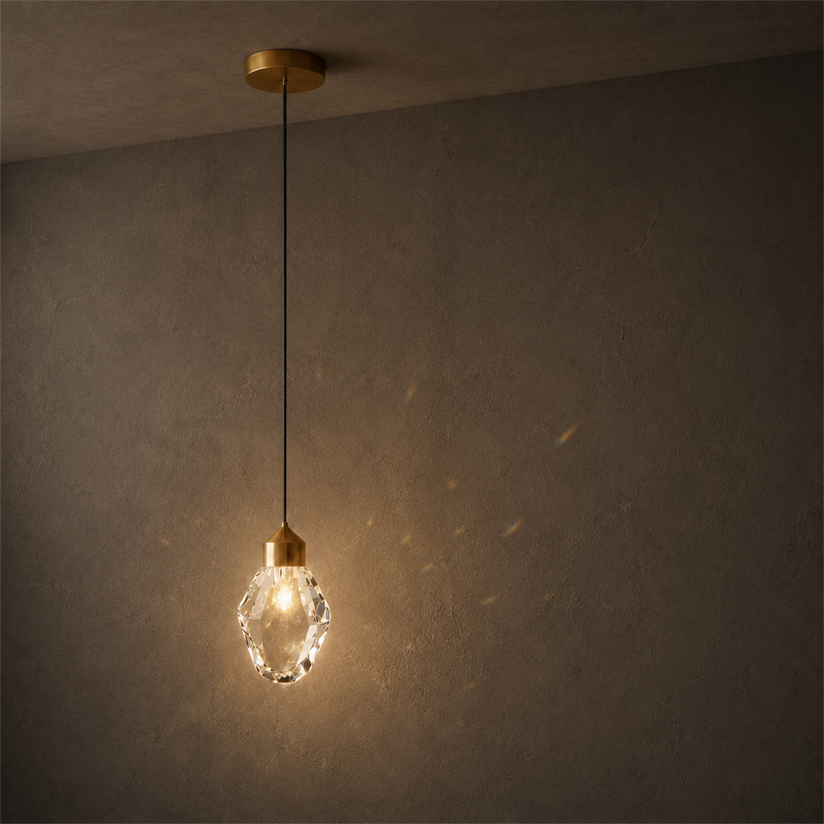 Cristal Mini Crystal Pendant Light | Gold Faceted Hanging Light for Kitchen Island & Dining