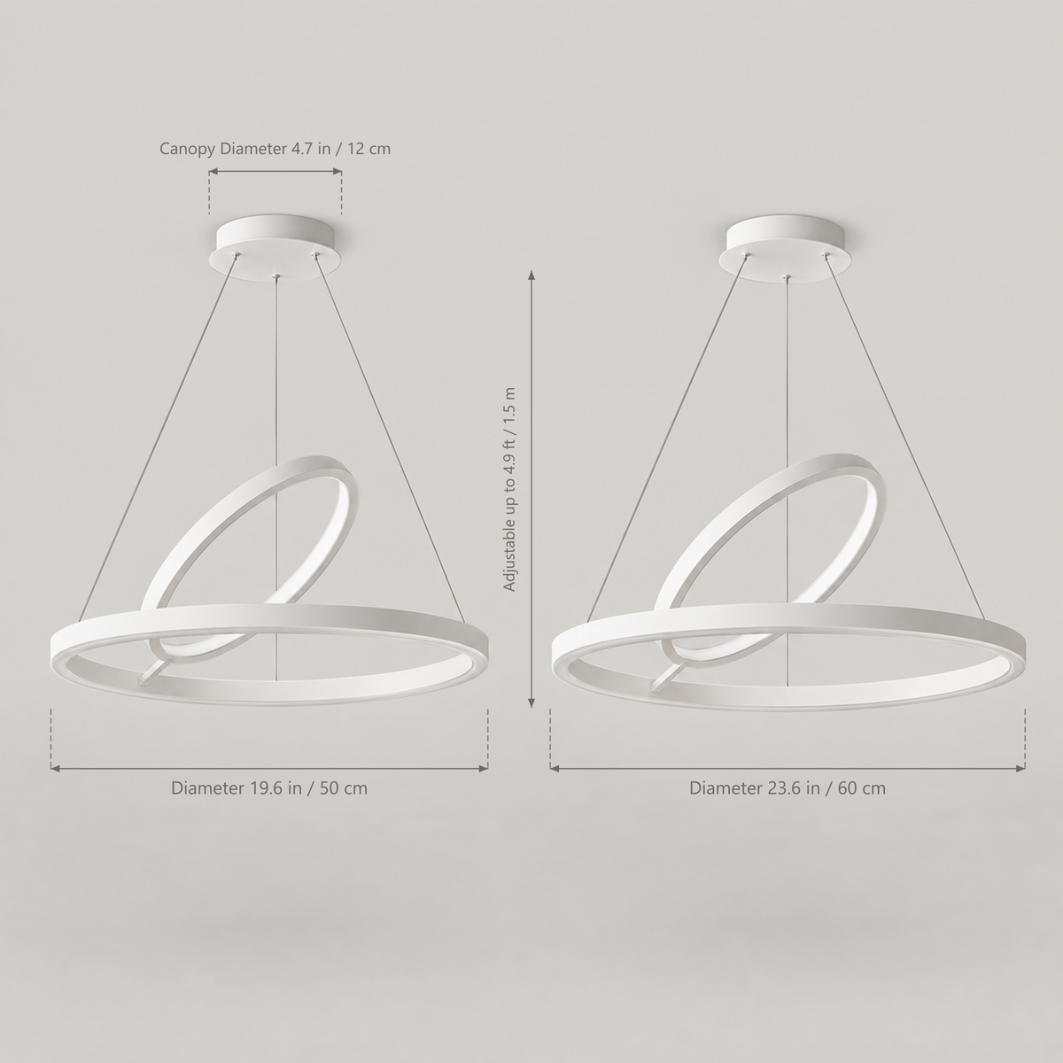Hring LED Ring Chandelier | Minimalist Round Ceiling Light in Black or White for Living & Dining Rooms