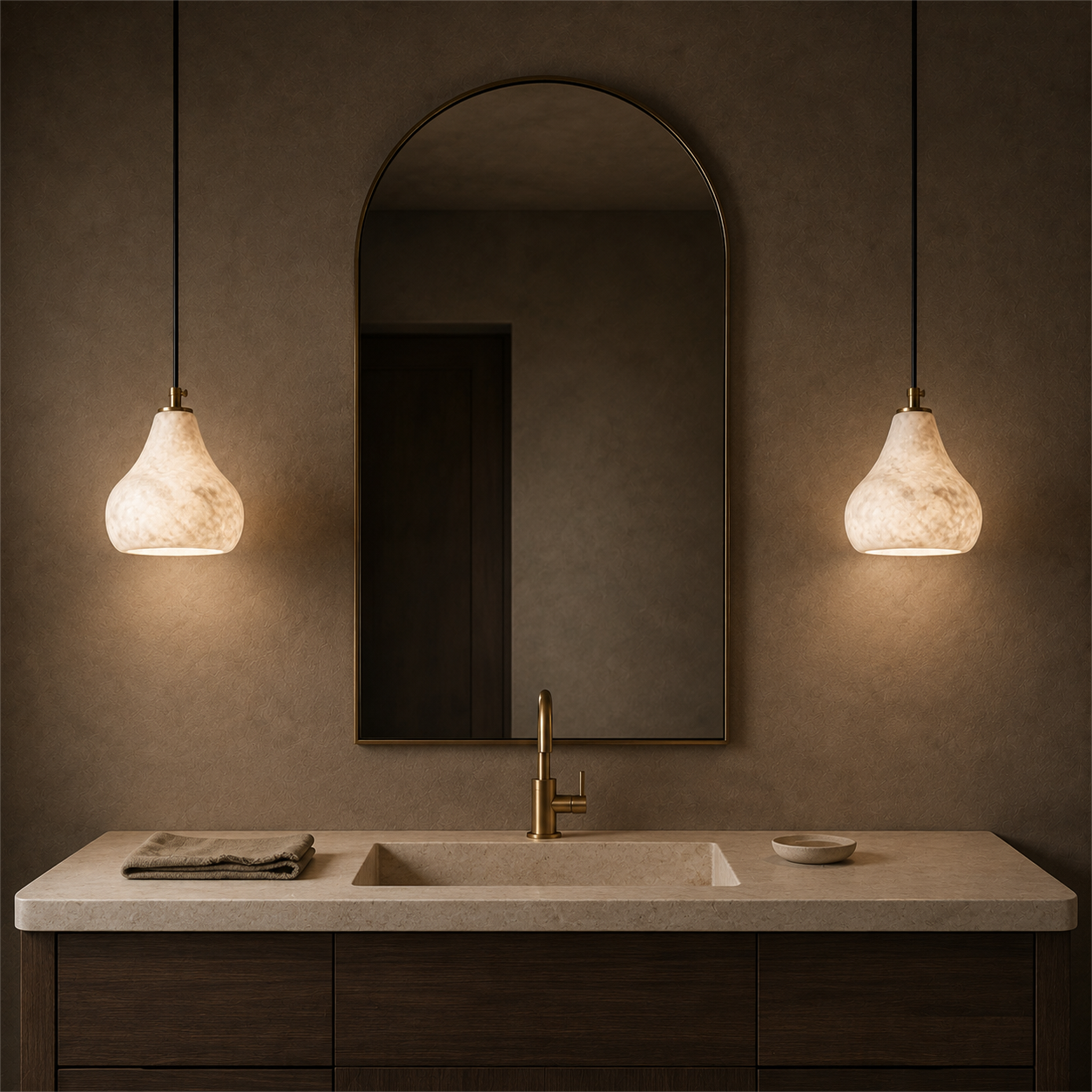 Kova Alabaster Pendant Light | Natural Stone Dome Pendant for Kitchen Island & Dining
