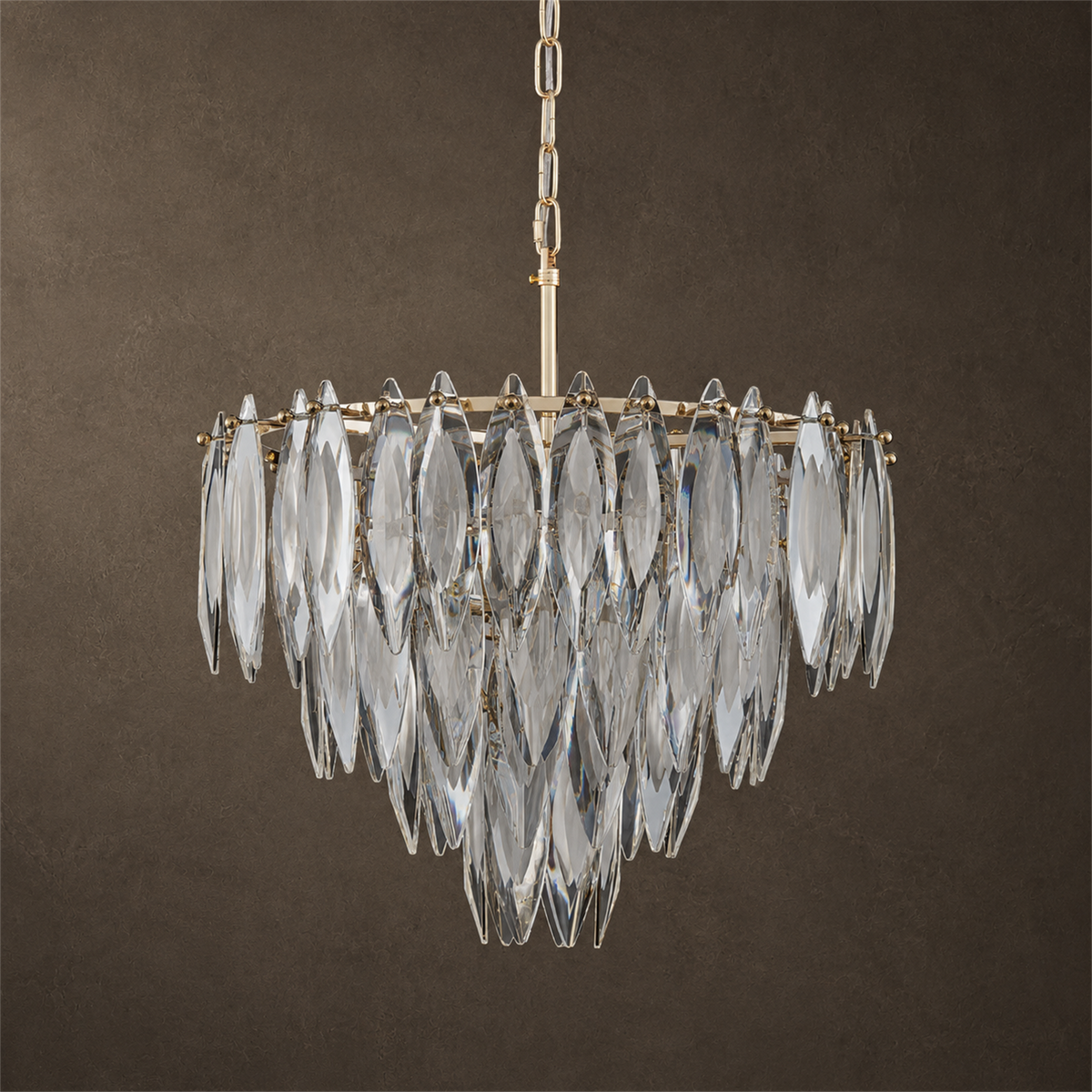 Multi-layers Crystal Chandelier, Classic Circle Frames and Leaf Shape Crystal Pendant Light for Dining Room, Living Room, Bedroom